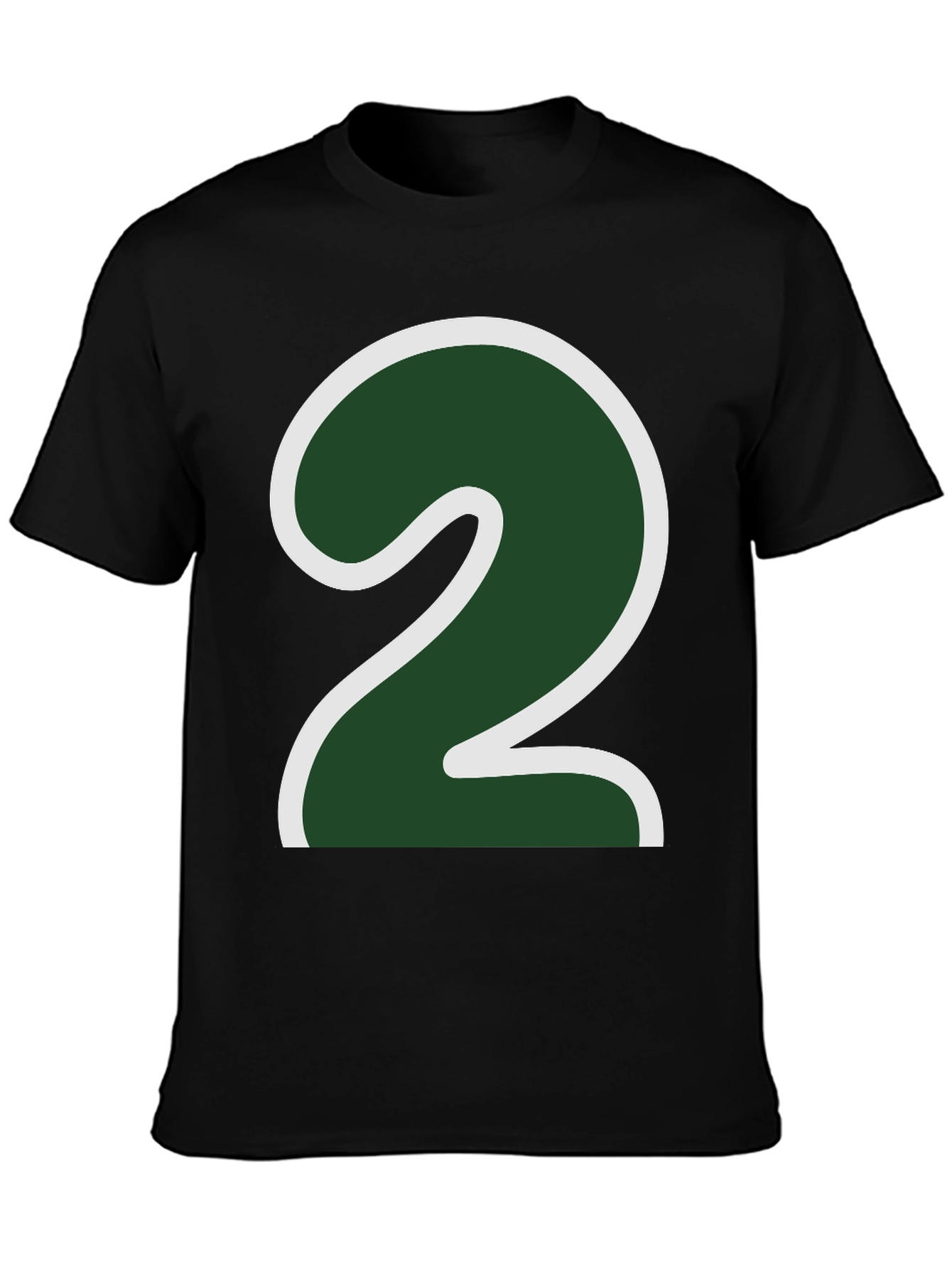 Number Two Graphic Tee - Dark Green & White