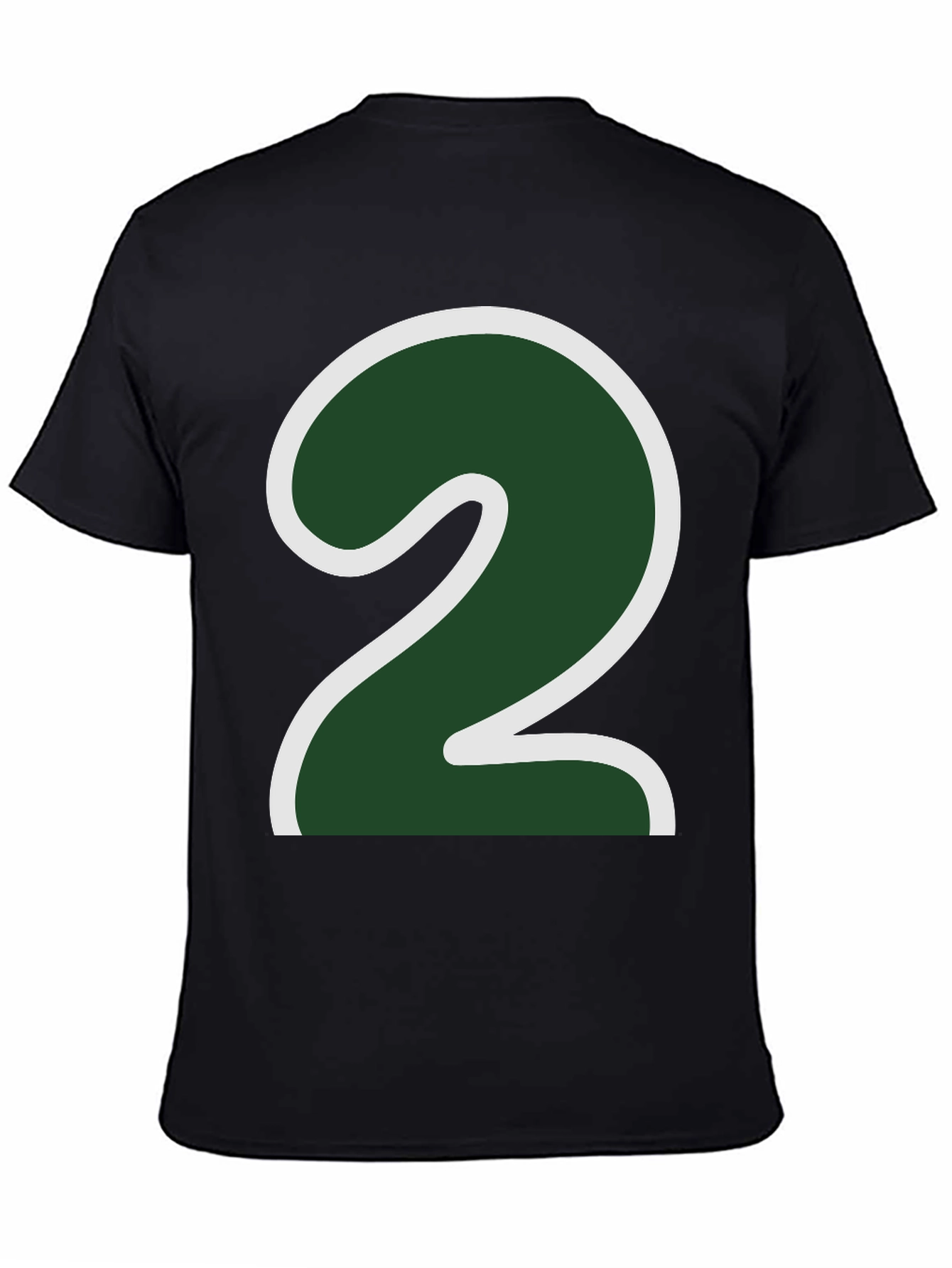 Number Two Graphic Tee - Dark Green & White