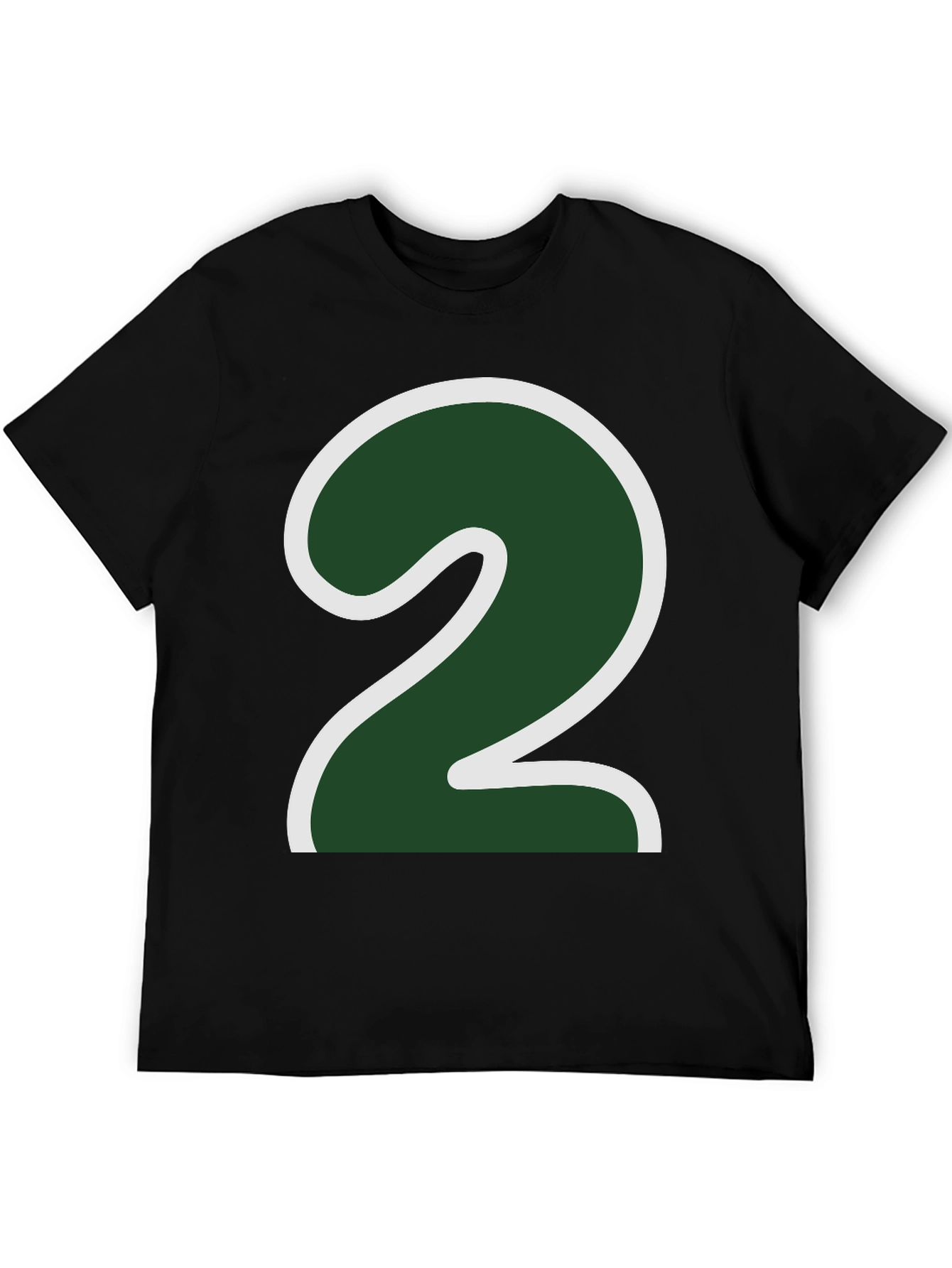 Number Two Graphic Tee - Dark Green & White