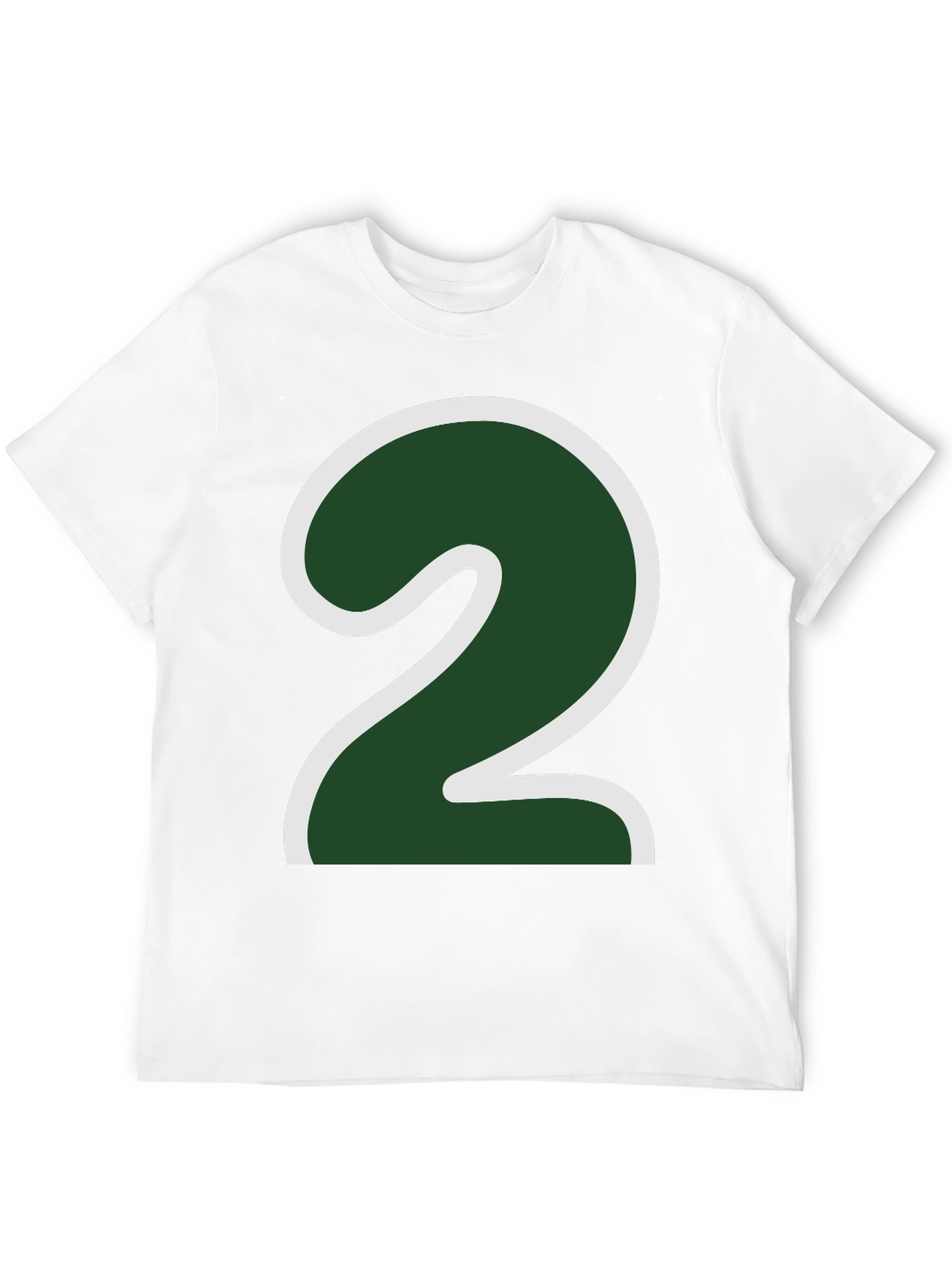 Number Two Graphic Tee - Dark Green & White