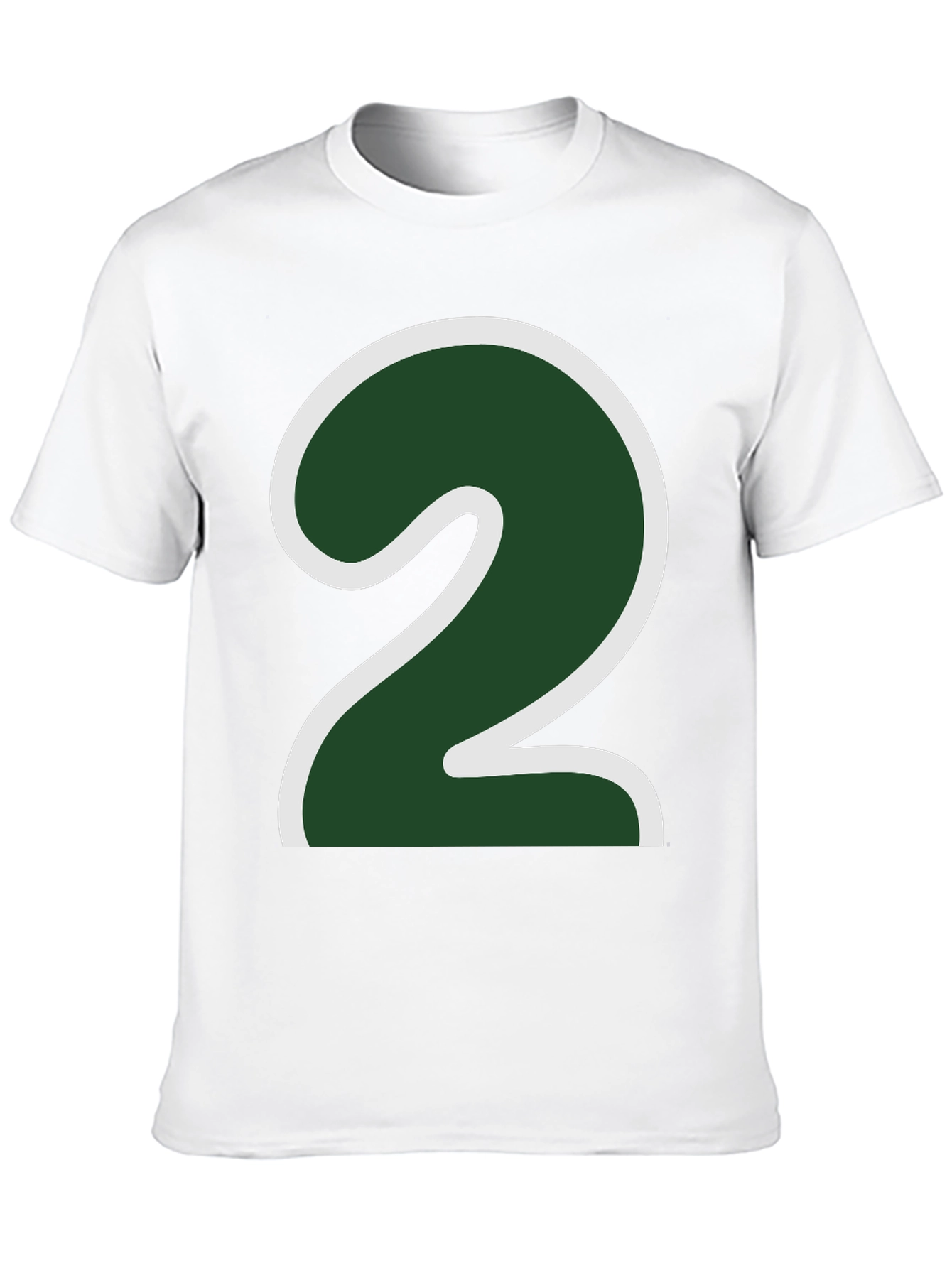 Number Two Graphic Tee - Dark Green & White