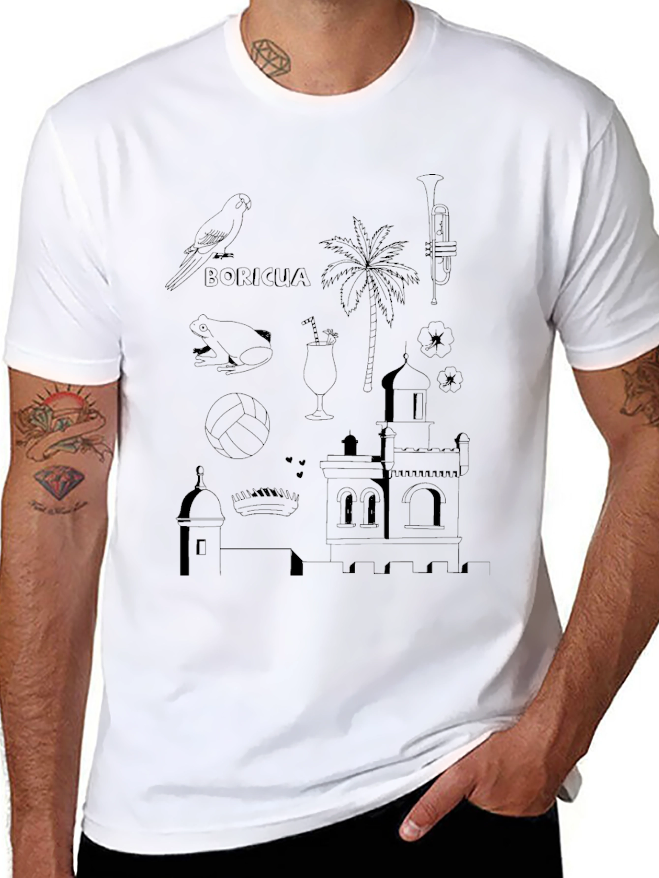 Puerto Rico Icons Mens T-Shirt - Black