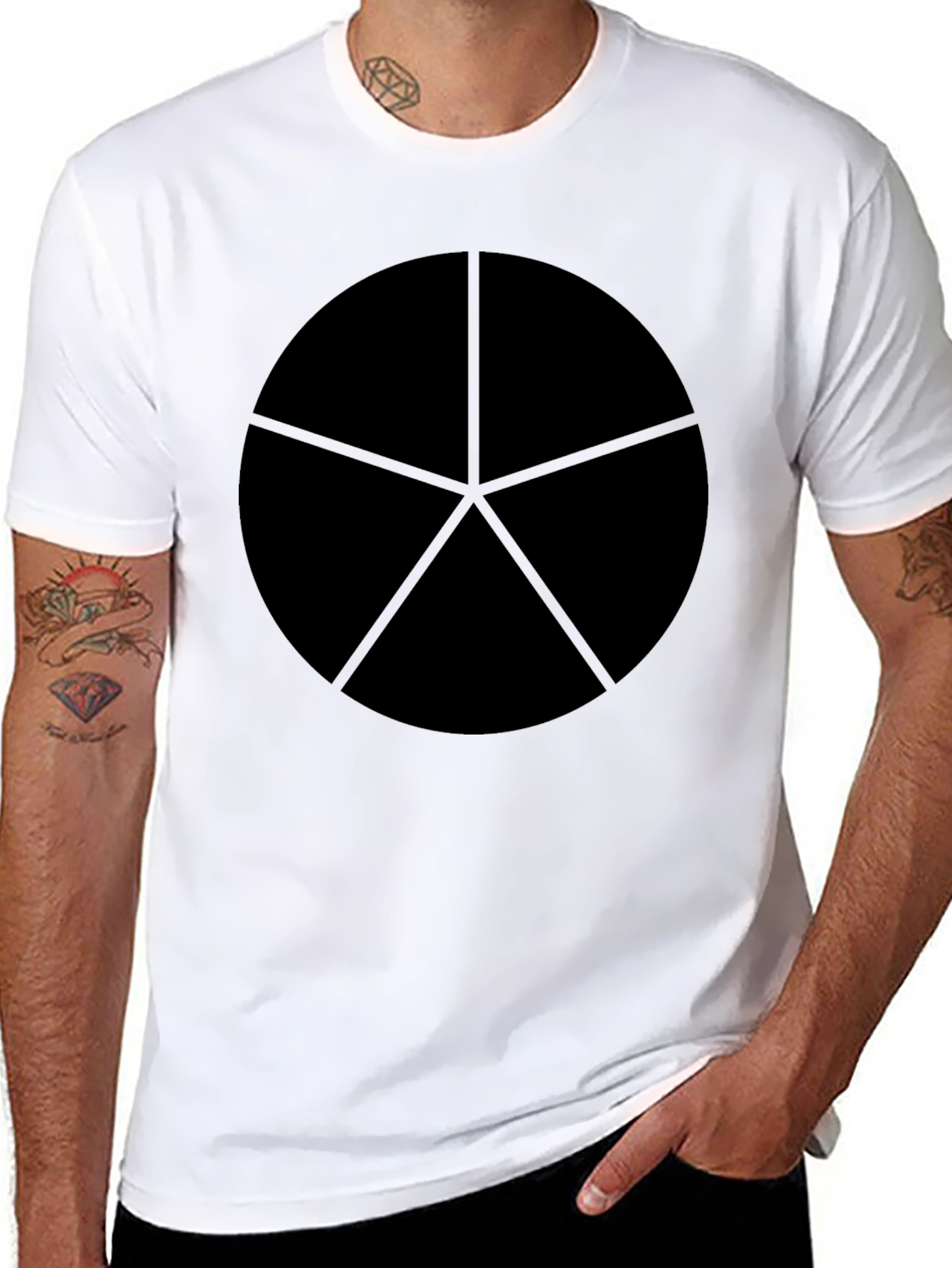 Geometric Star Circle Black Graphic Tee