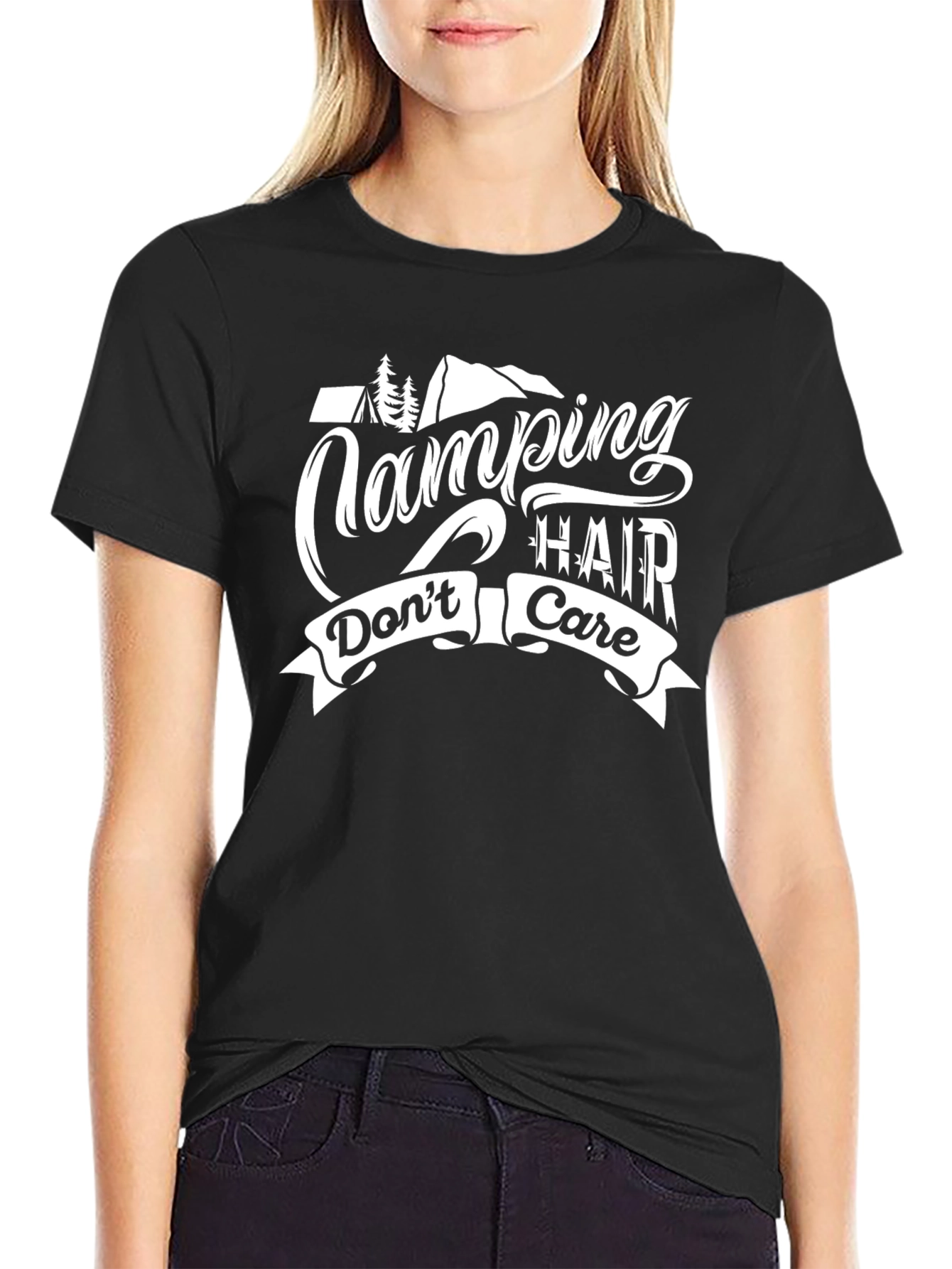 Camping Hair Dont Care Graphic Tee