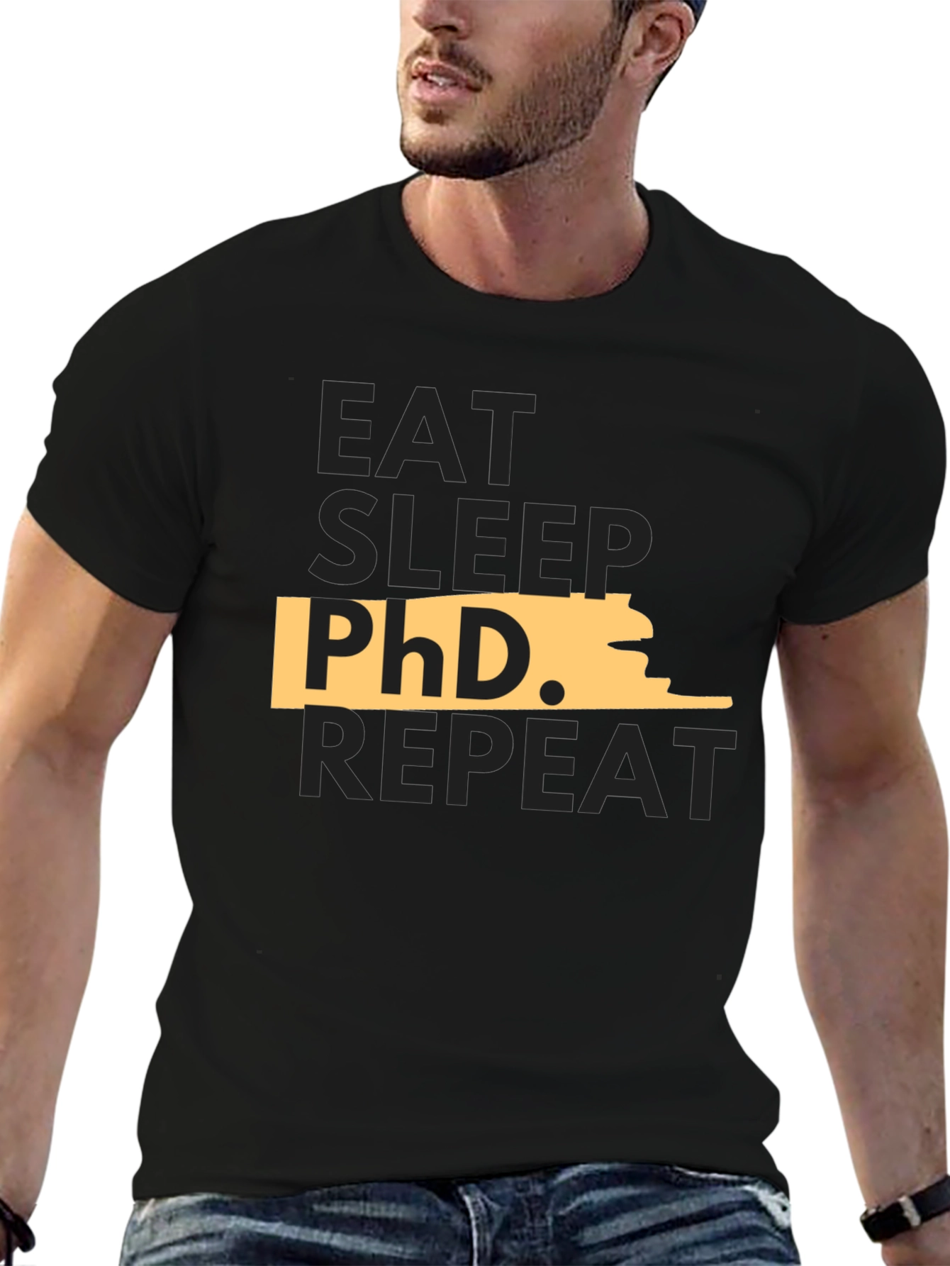 Eat Sleep PhD Repeat Black T-Shirt