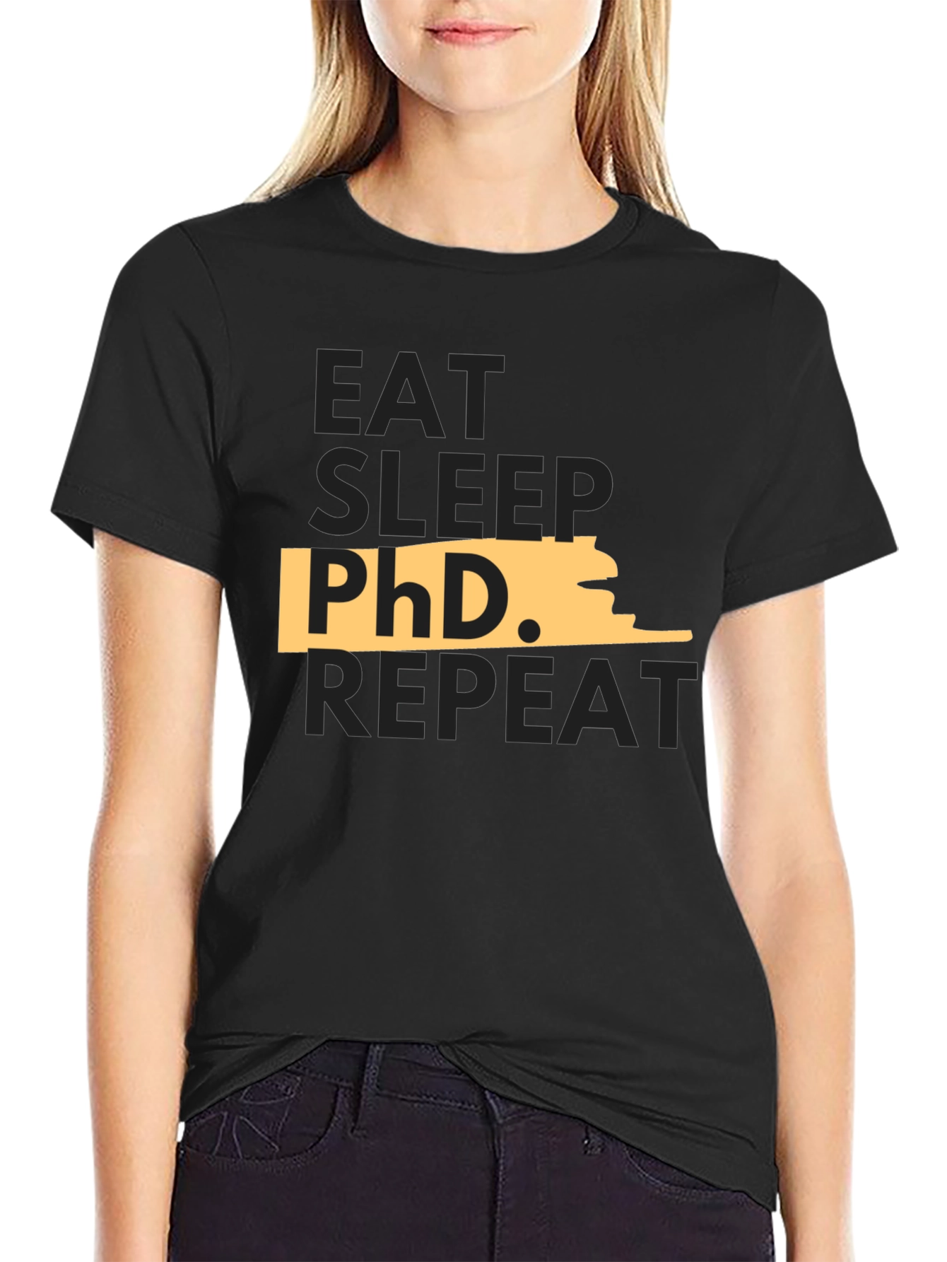 Eat Sleep PhD Repeat Black T-Shirt