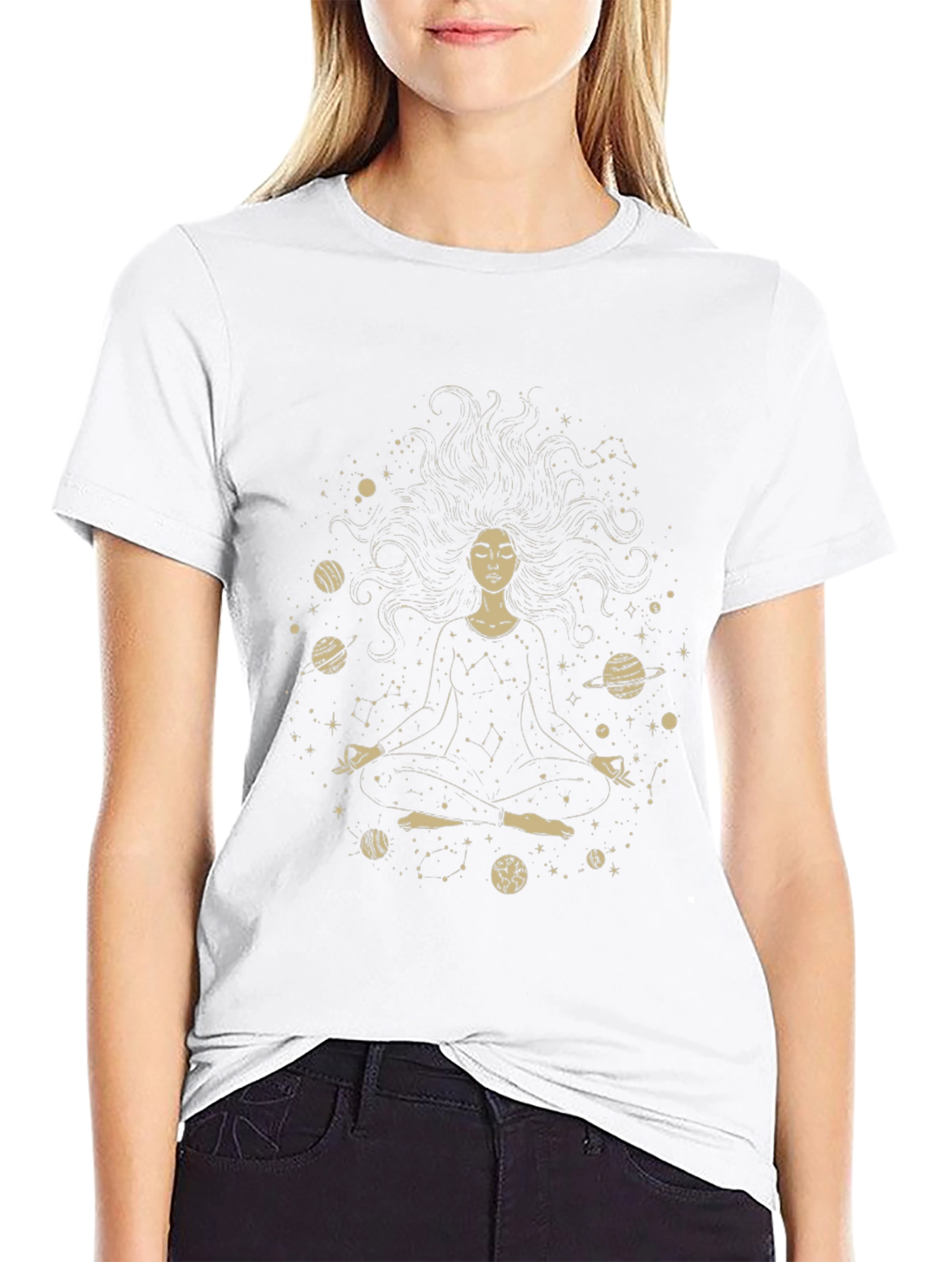 Cosmic Meditation Tee - Unisex Black Graphic T-Shirt