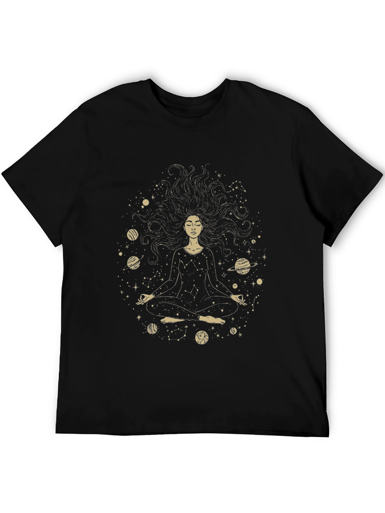 Cosmic Meditation Tee - Unisex Black Graphic T-Shirt