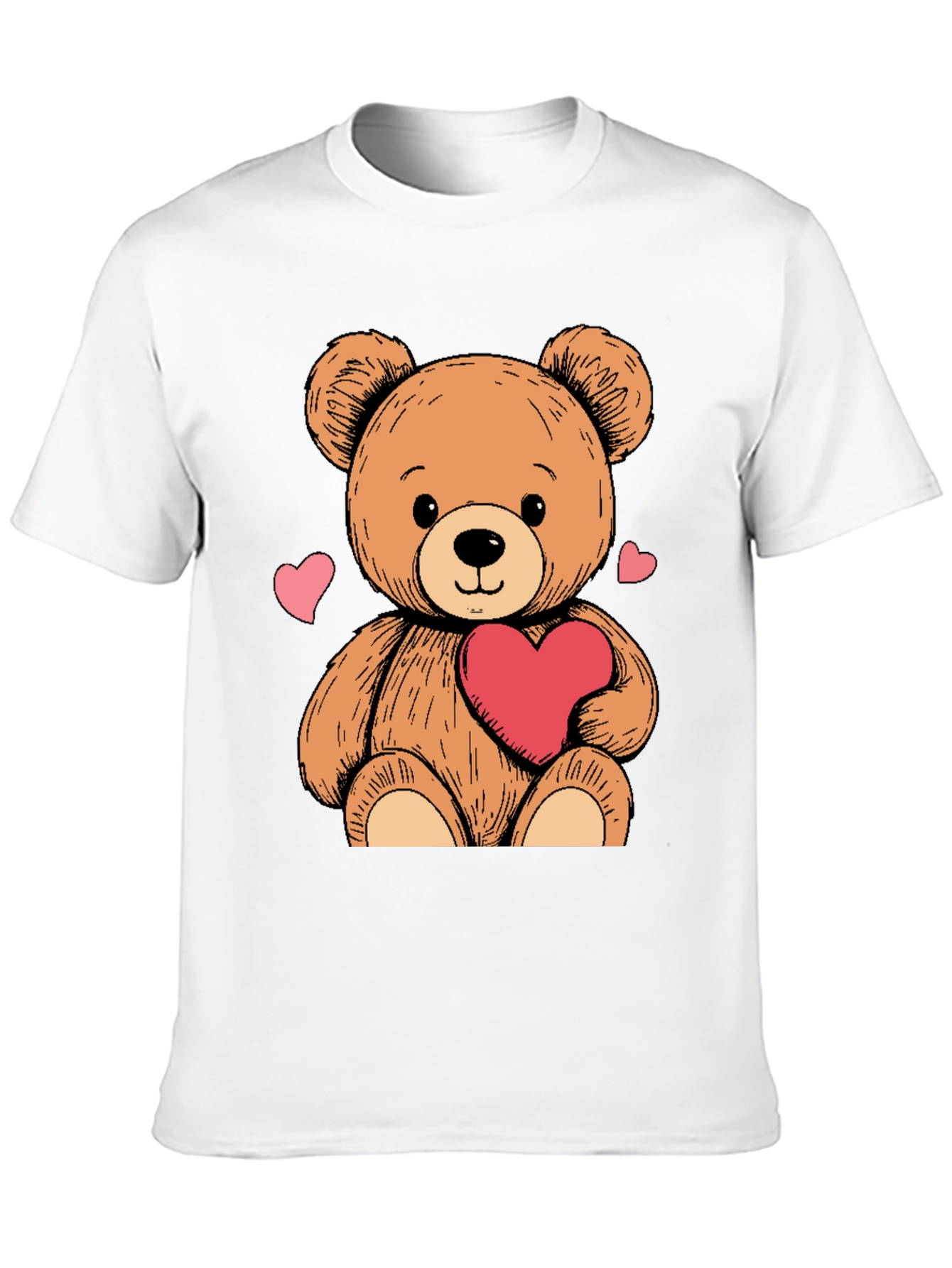 Teddy Bear Heart Graphic Black Tee