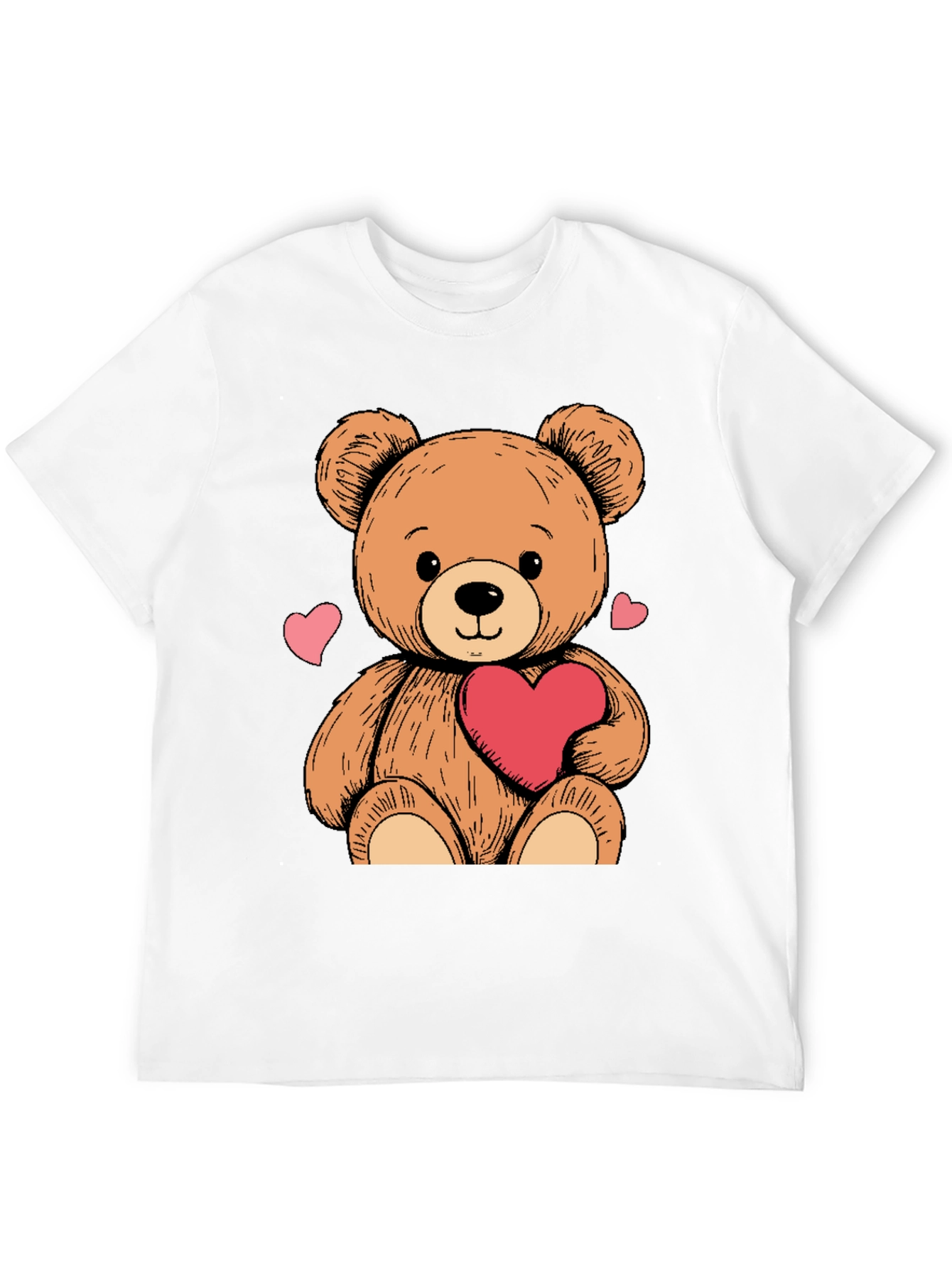 Teddy Bear Heart Graphic Black Tee