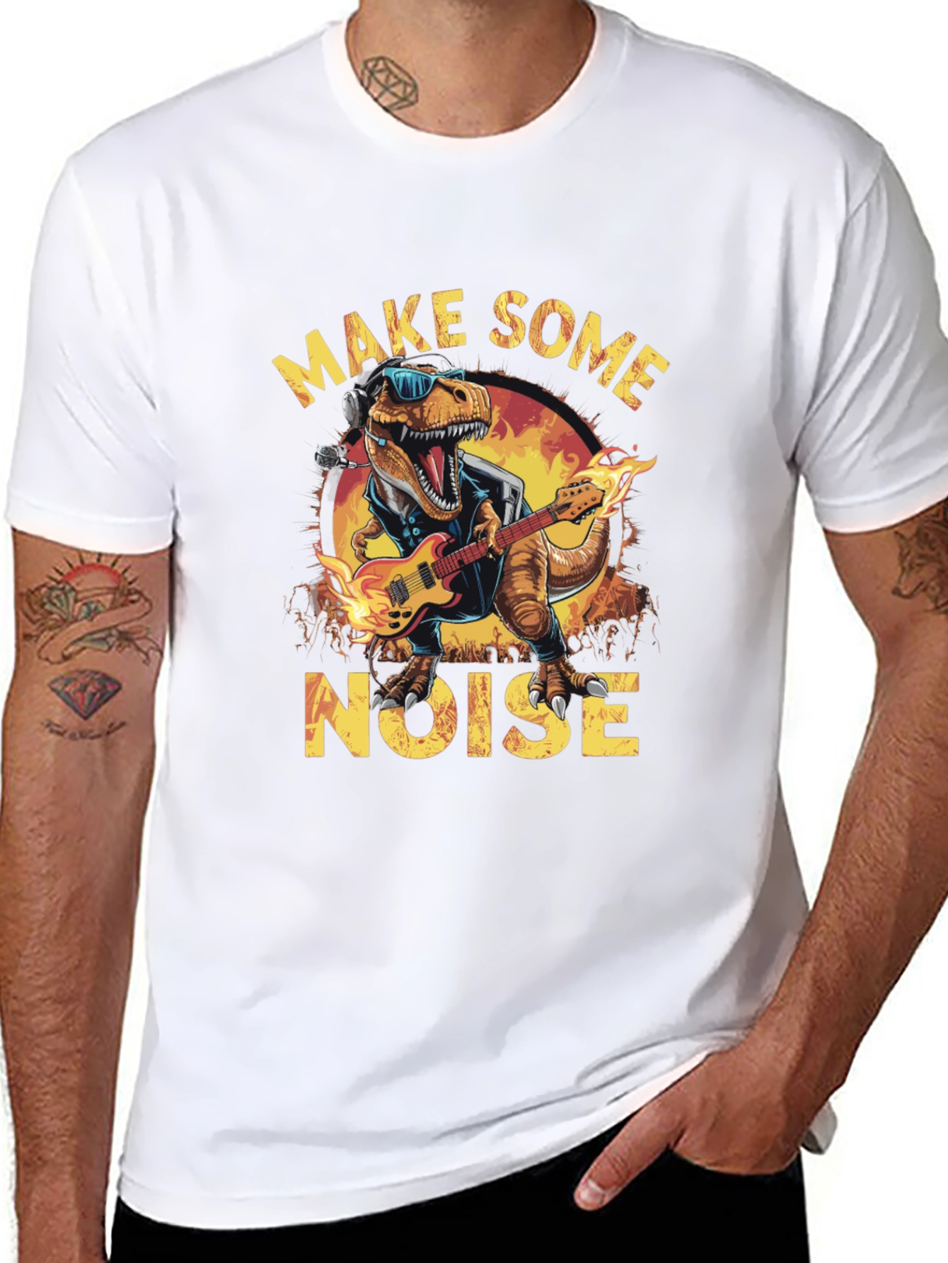 Rock and Roll Dinosaur Graphic Tee