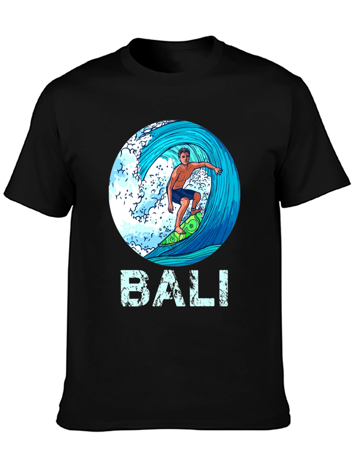Bali Surfer Graphic T-Shirt - Tropical Island Style