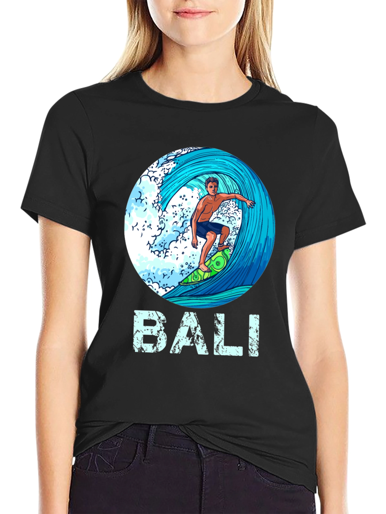 Bali Surfer Graphic T-Shirt - Tropical Island Style