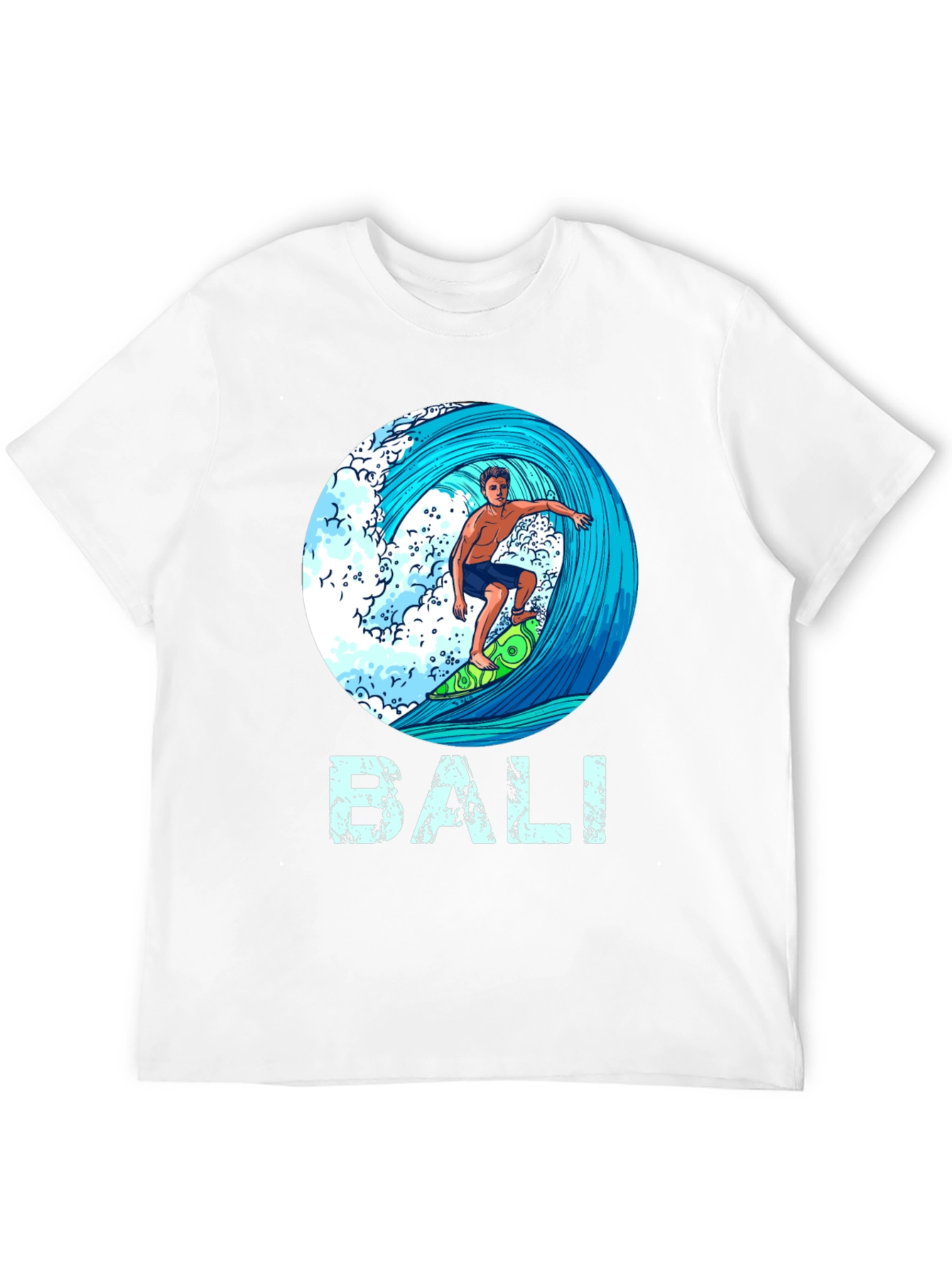 Bali Surfer Graphic T-Shirt - Tropical Island Style