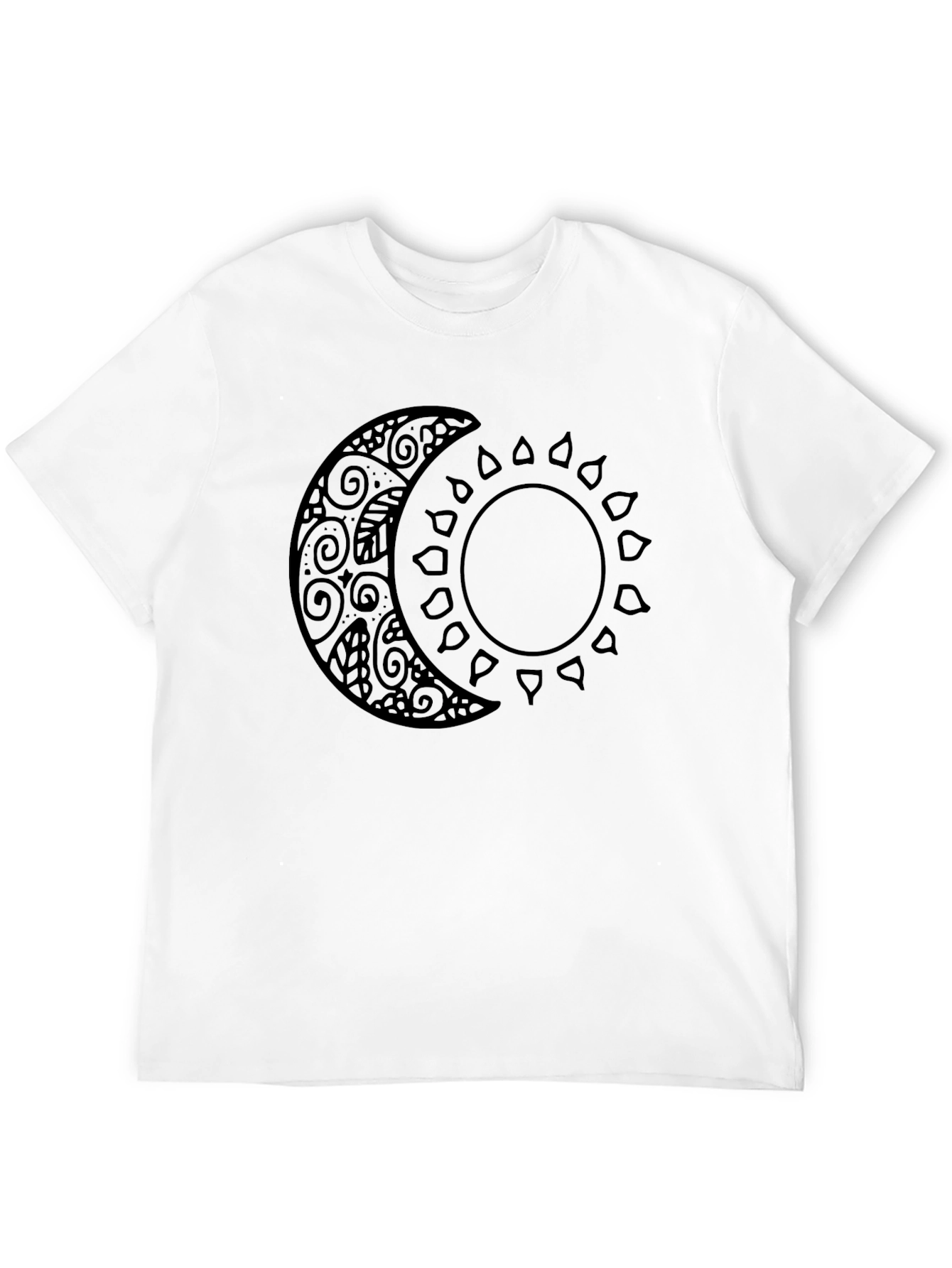 Celestial Sun and Moon Graphic Tee - Black