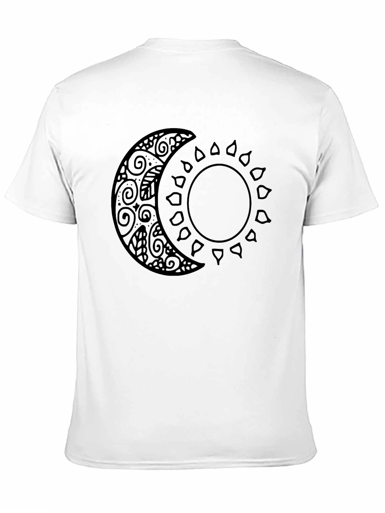 Celestial Sun and Moon Graphic Tee - Black
