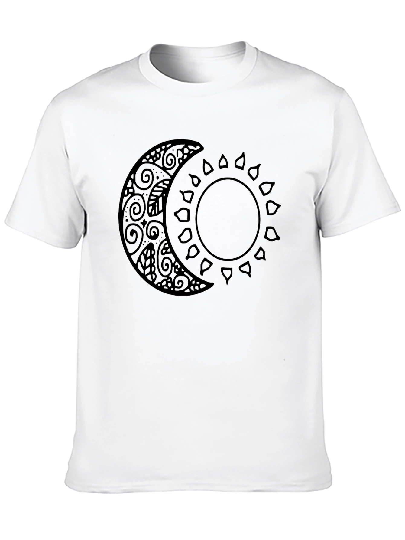 Celestial Sun and Moon Graphic Tee - Black