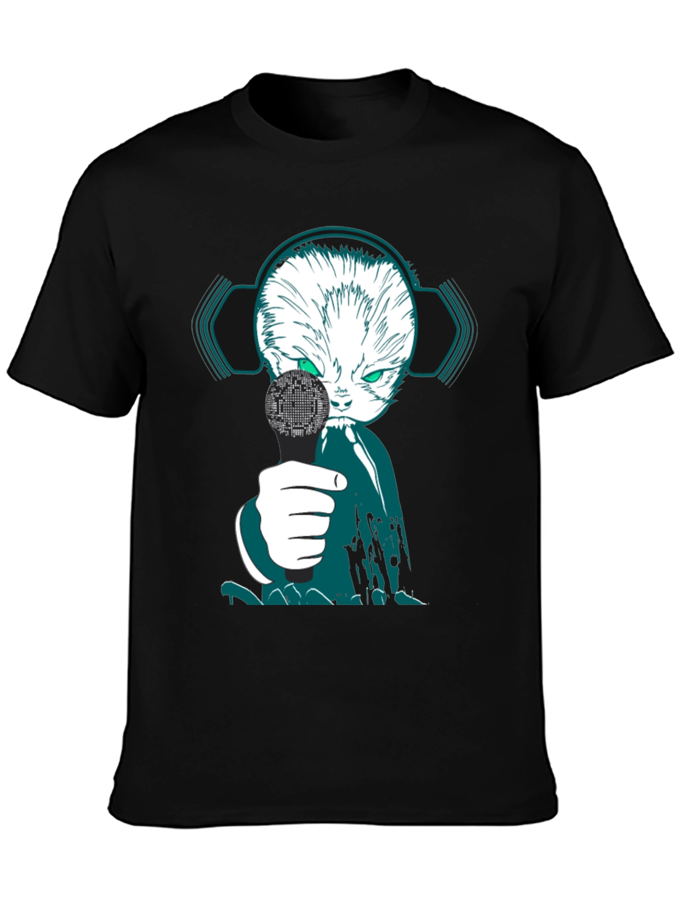 Cyber Cat DJ Graphic Tee - Unique Streetwear