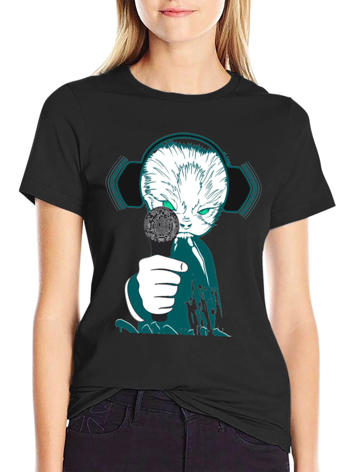 Cyber Cat DJ Graphic Tee - Unique Streetwear