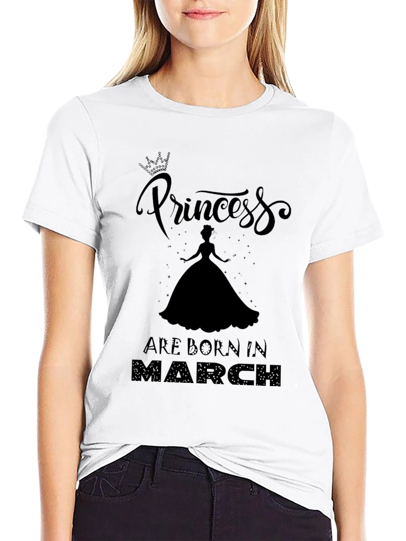 Princess Born in March Black T-Shirt