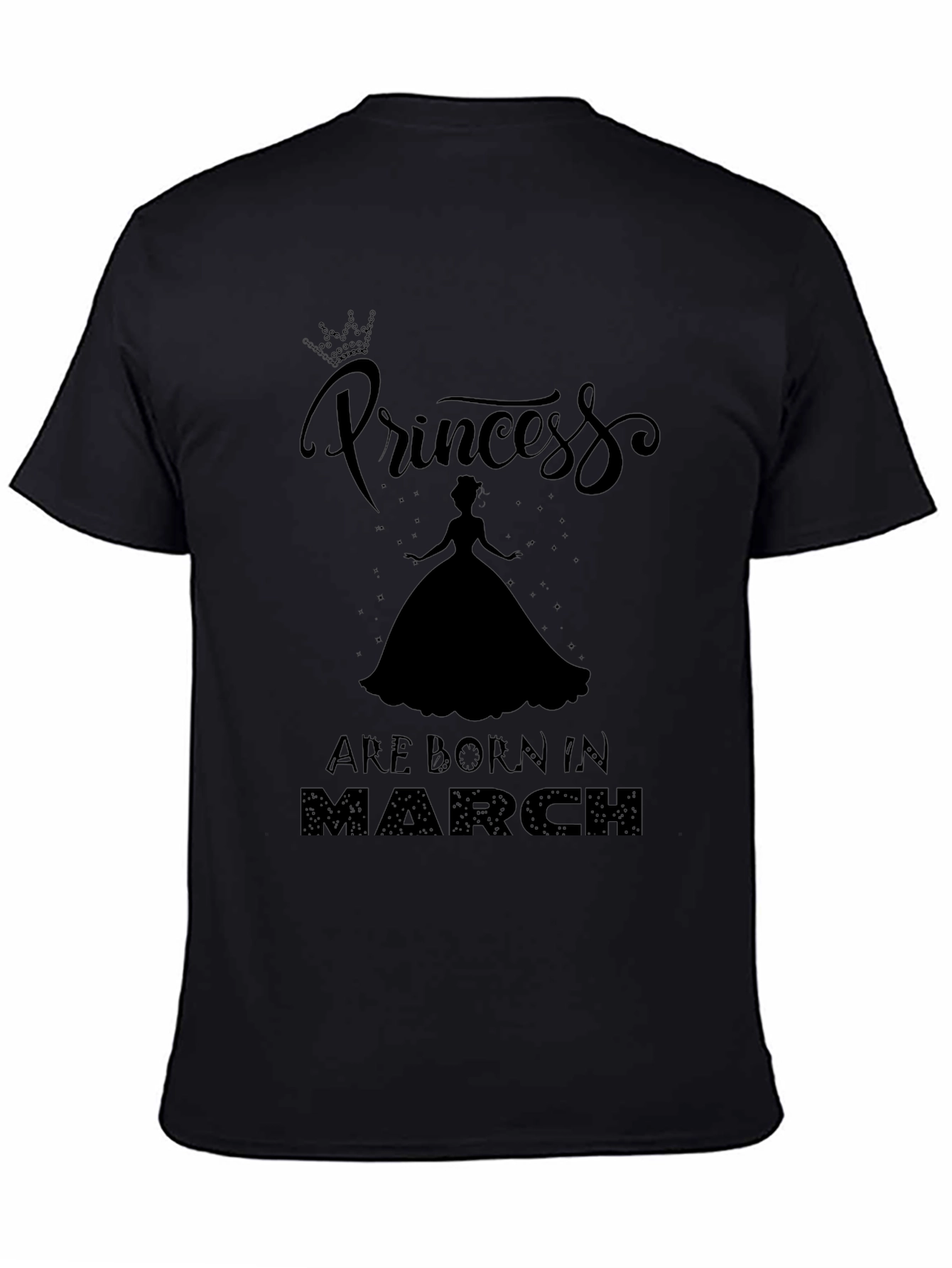 Princess Born in March Black T-Shirt