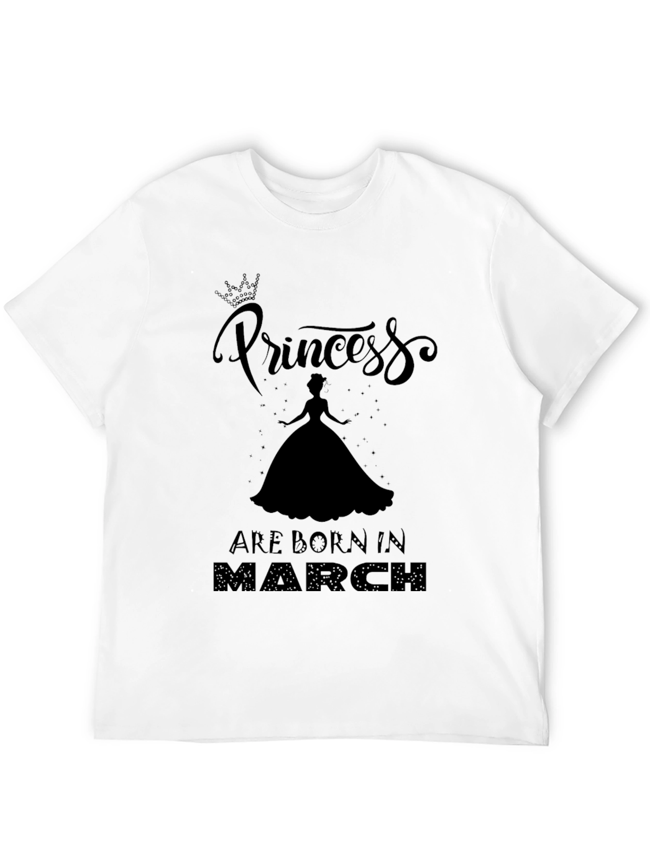 Princess Born in March Black T-Shirt