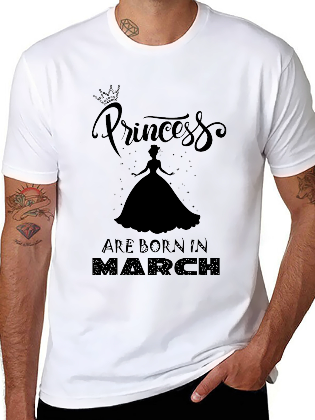 Princess Born in March Black T-Shirt