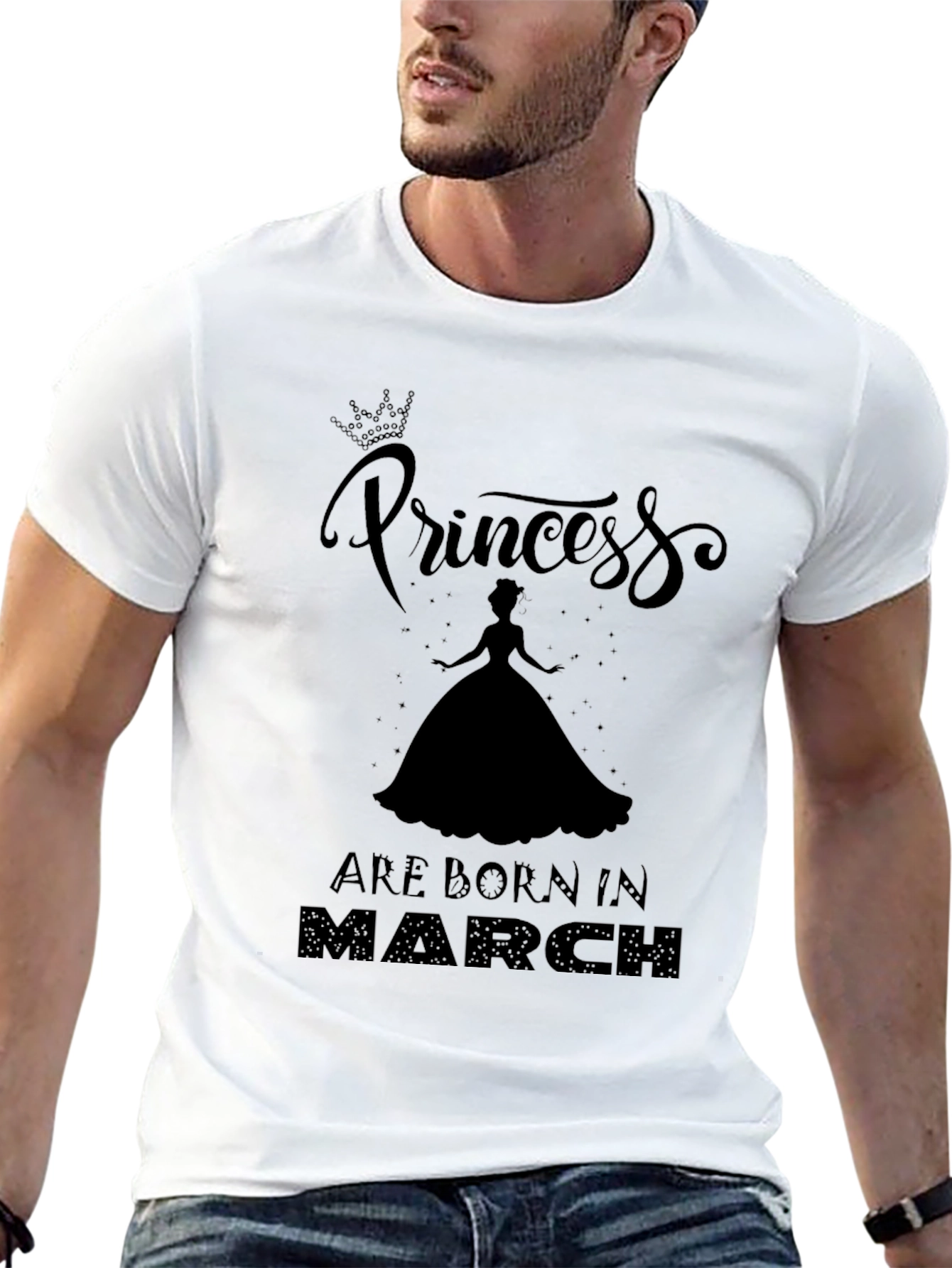 Princess Born in March Black T-Shirt