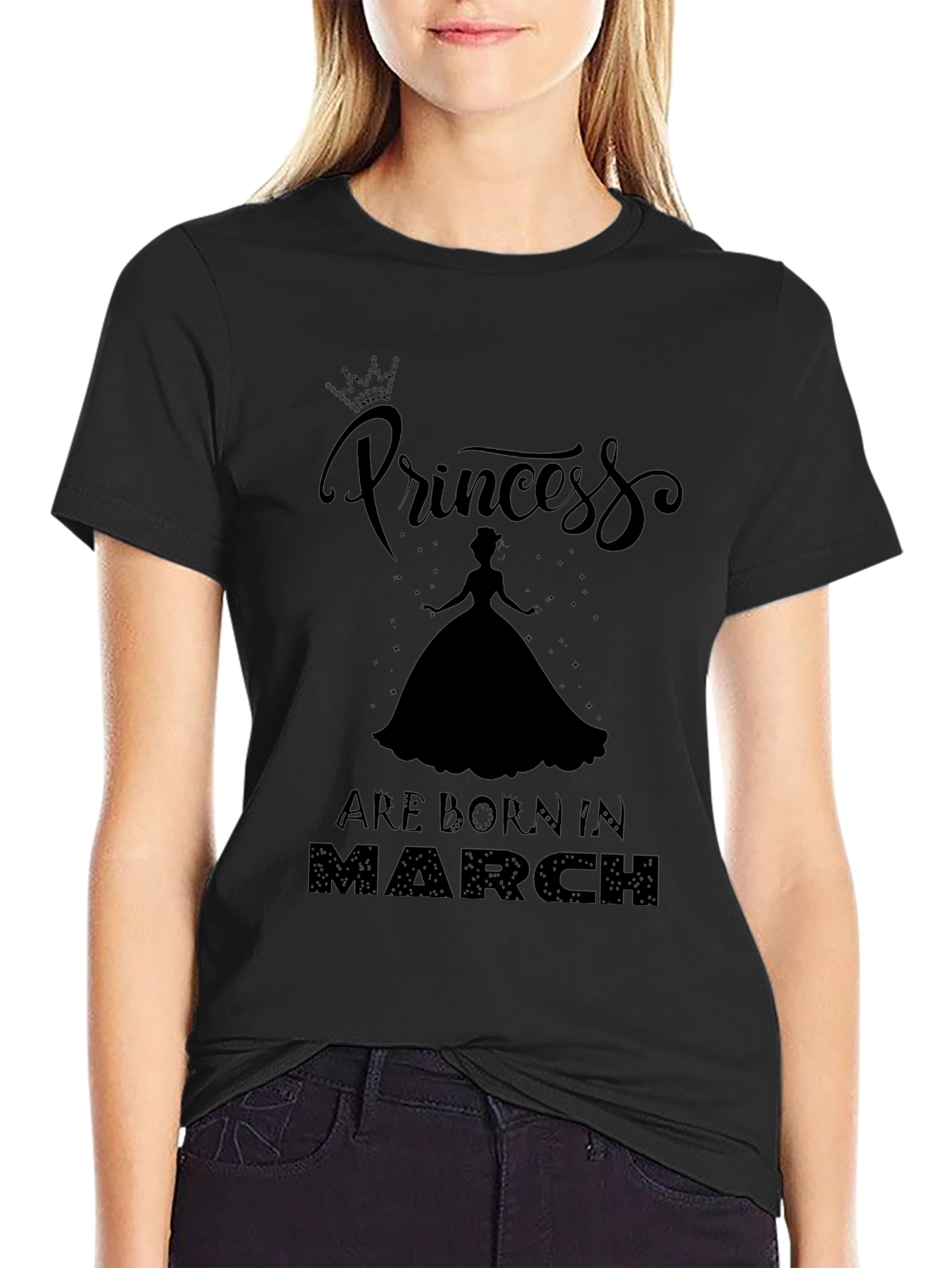 Princess Born in March Black T-Shirt
