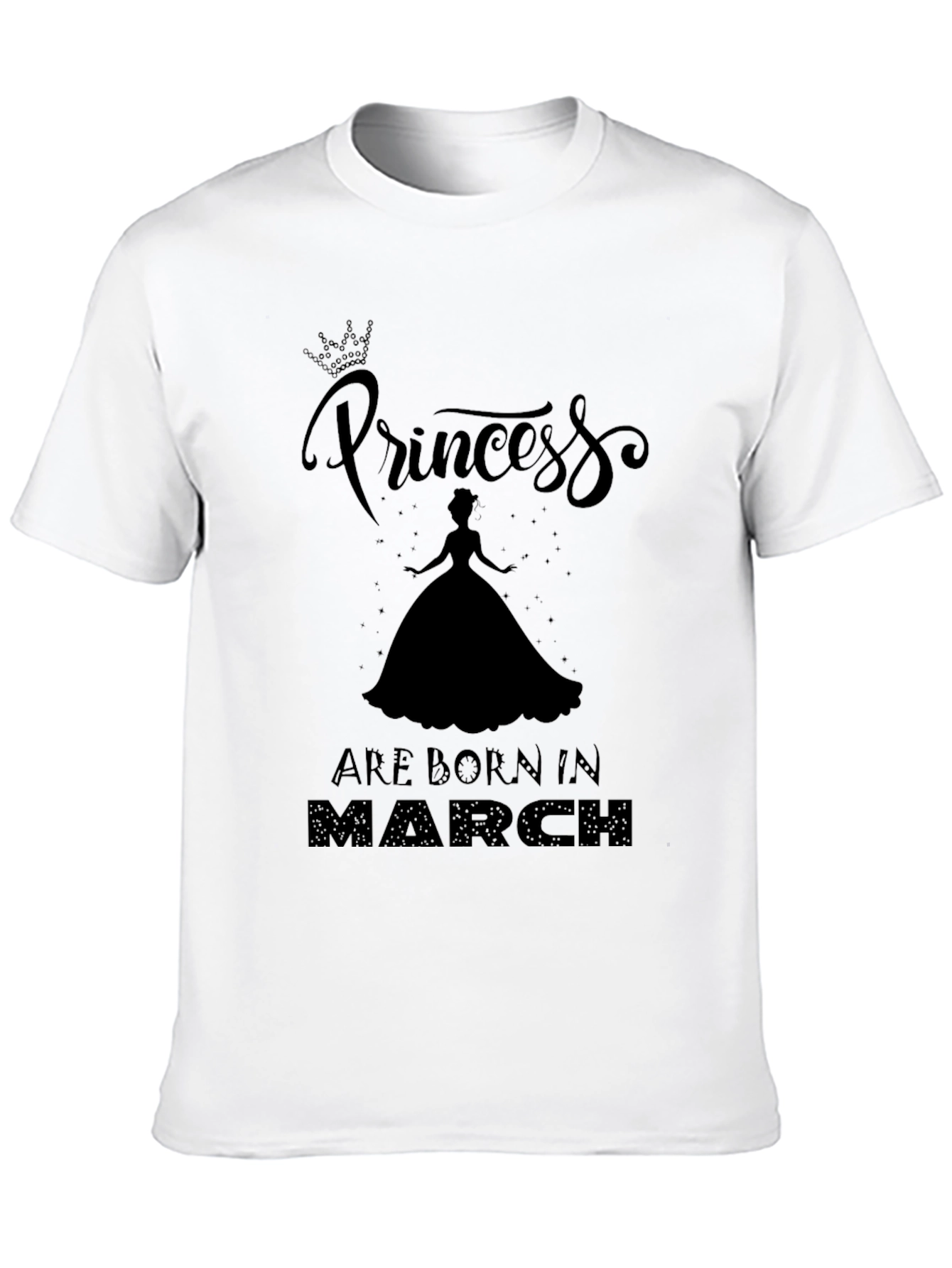 Princess Born in March Black T-Shirt