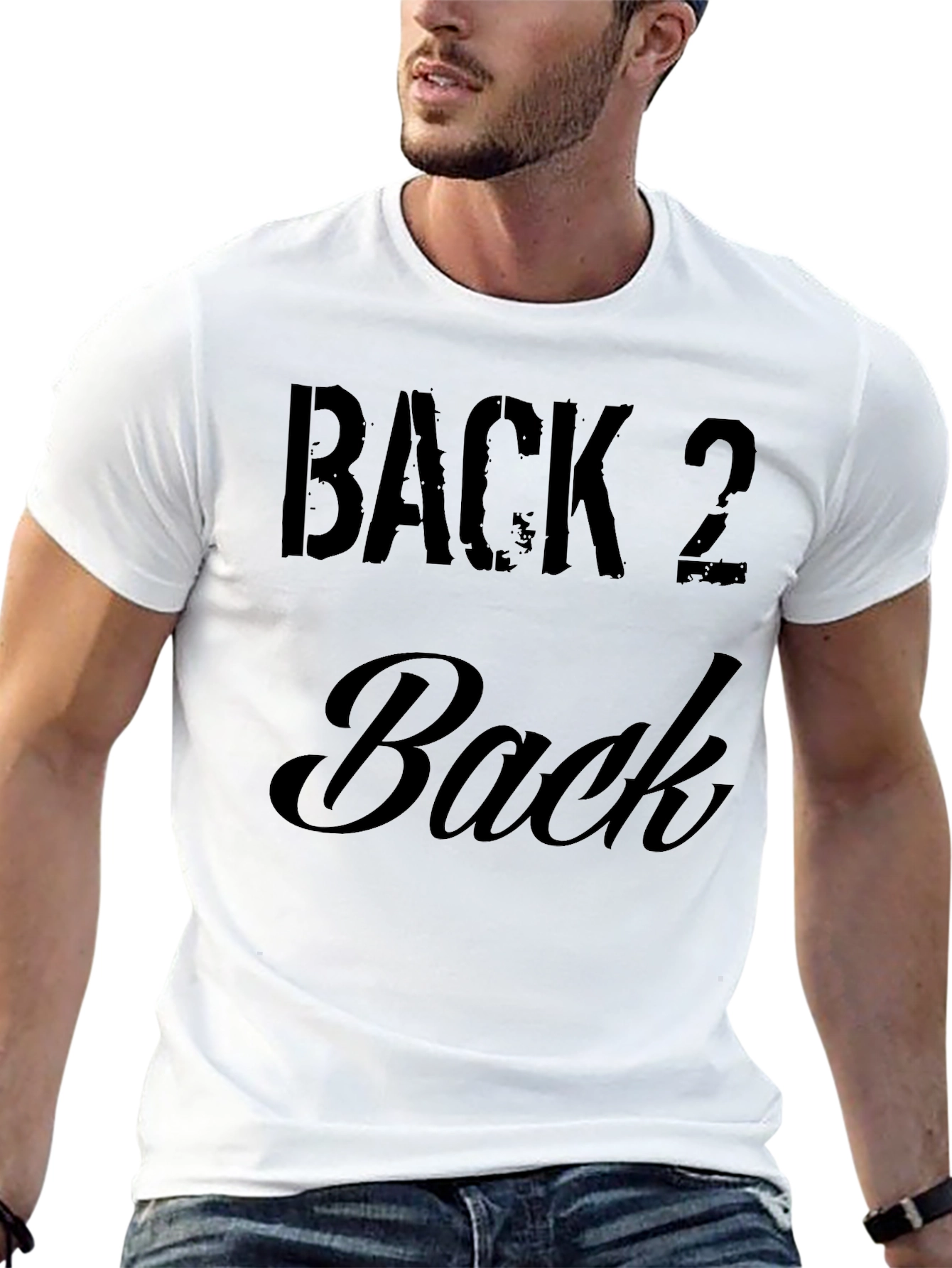 Back 2 Back Graphic T-Shirt - Black Crew Neck