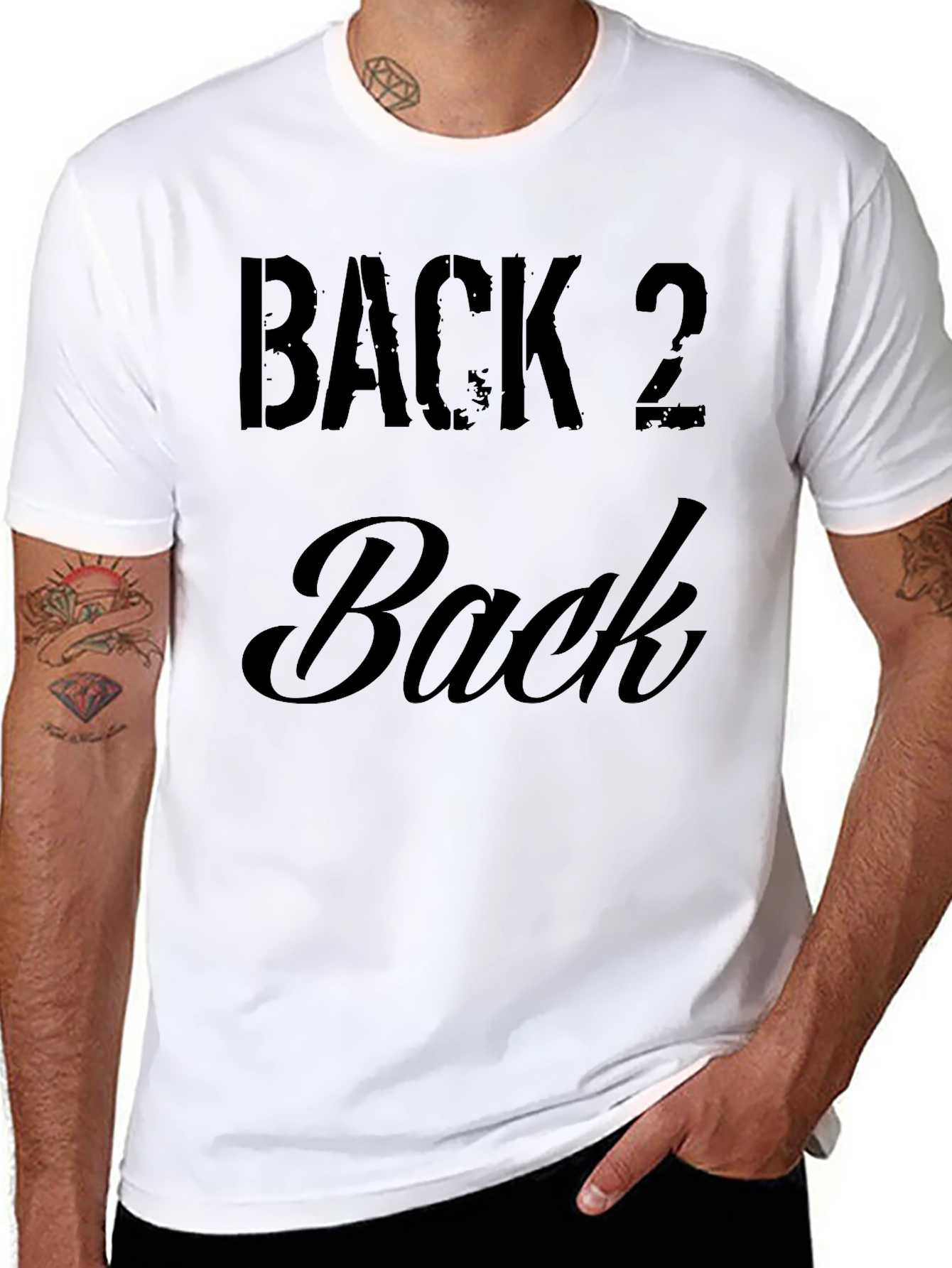 Back 2 Back Graphic T-Shirt - Black Crew Neck