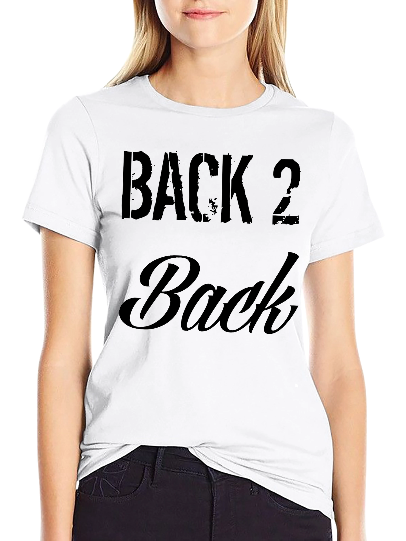 Back 2 Back Graphic T-Shirt - Black Crew Neck