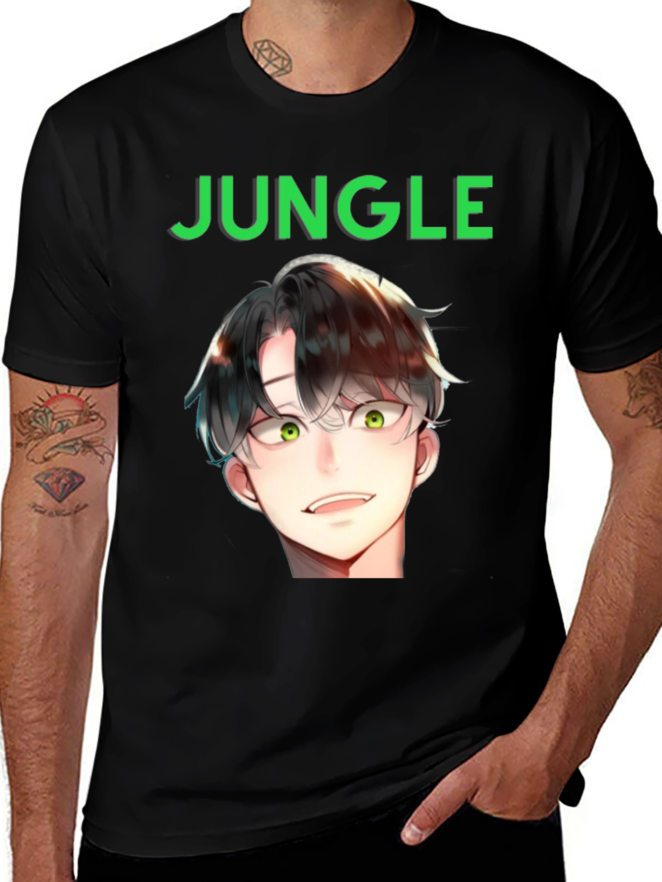 Jungle Anime Graphic Tee - Black