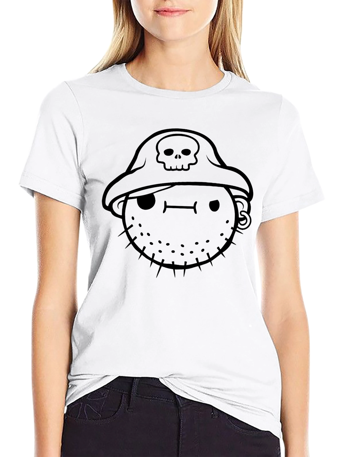 Pirate Graphic Tee - Black Cotton Casual Shirt