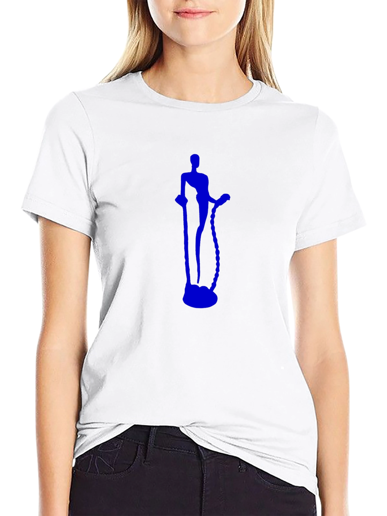 Black Tee with Blue Figure Graphic