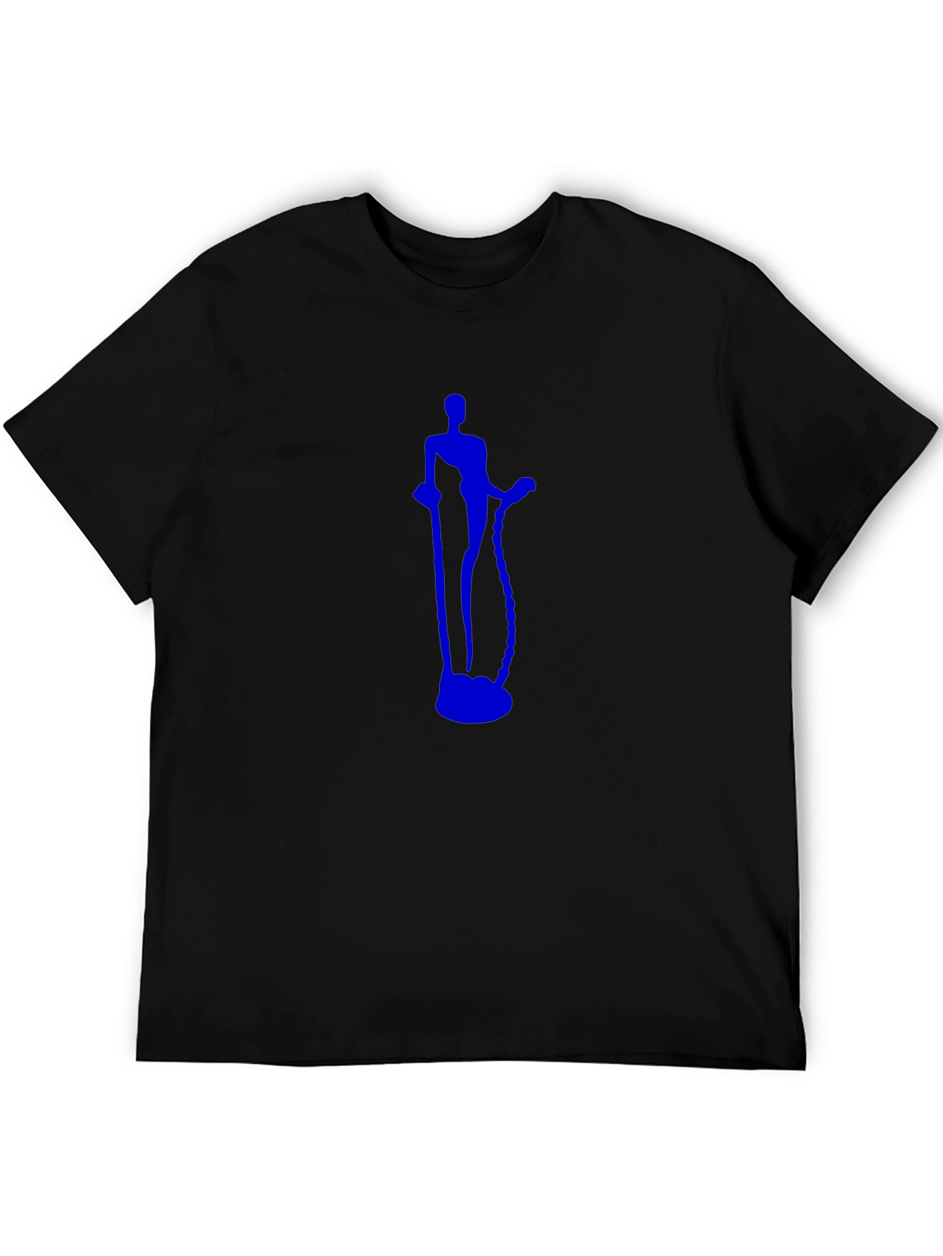 Black Tee with Blue Figure Graphic