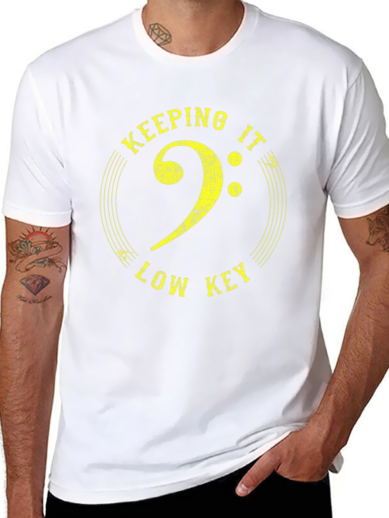 Keeping It Low Key Bass Clef Graphic T-Shirt