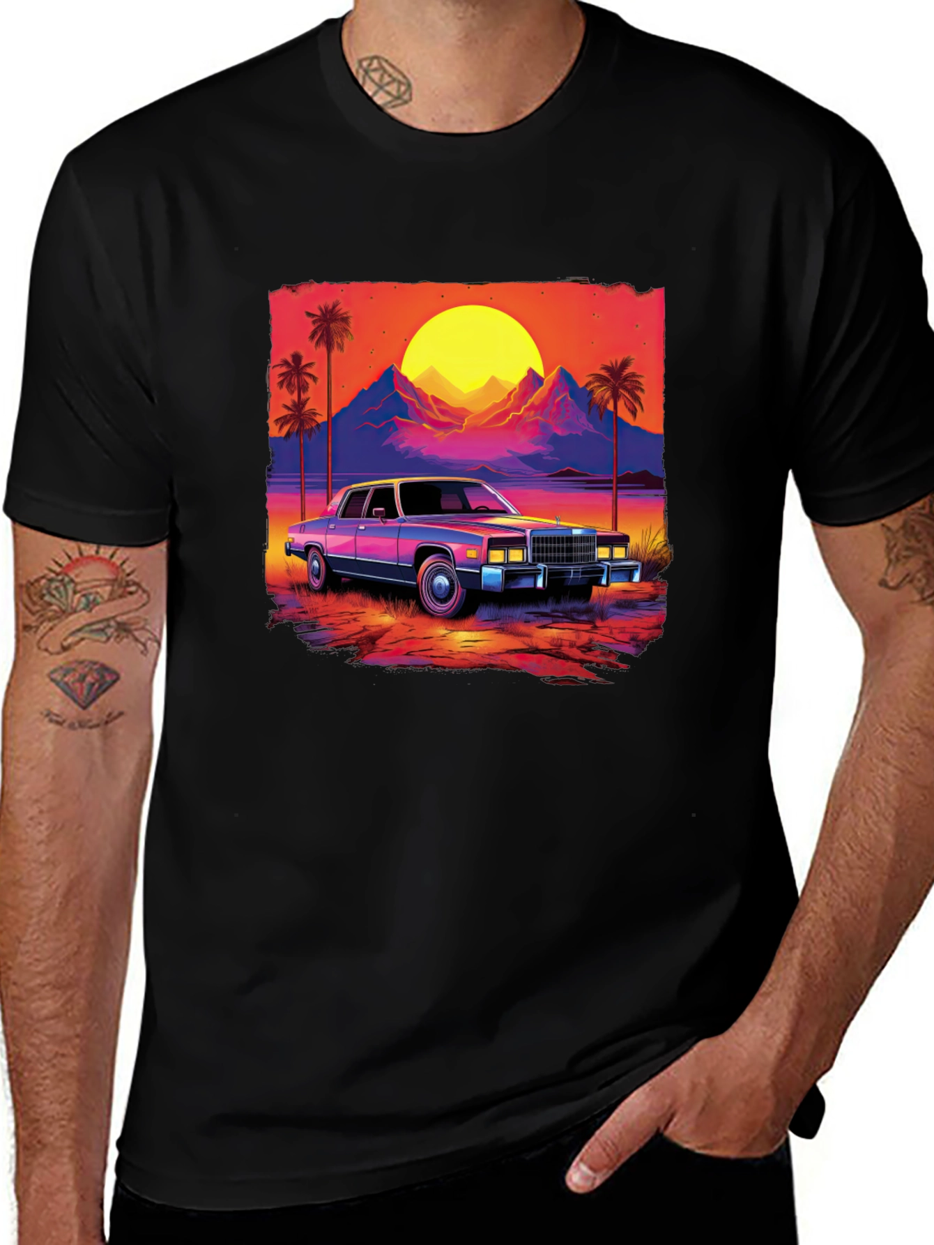 Retro Sunset Car Graphic Tee