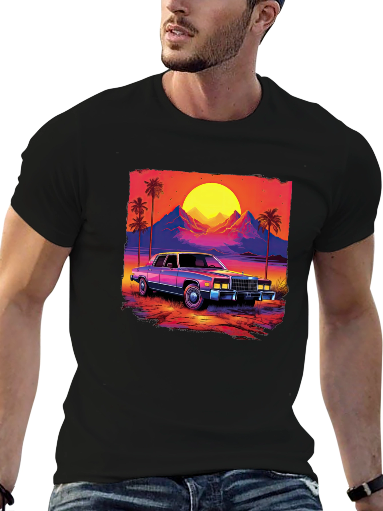 Retro Sunset Car Graphic Tee