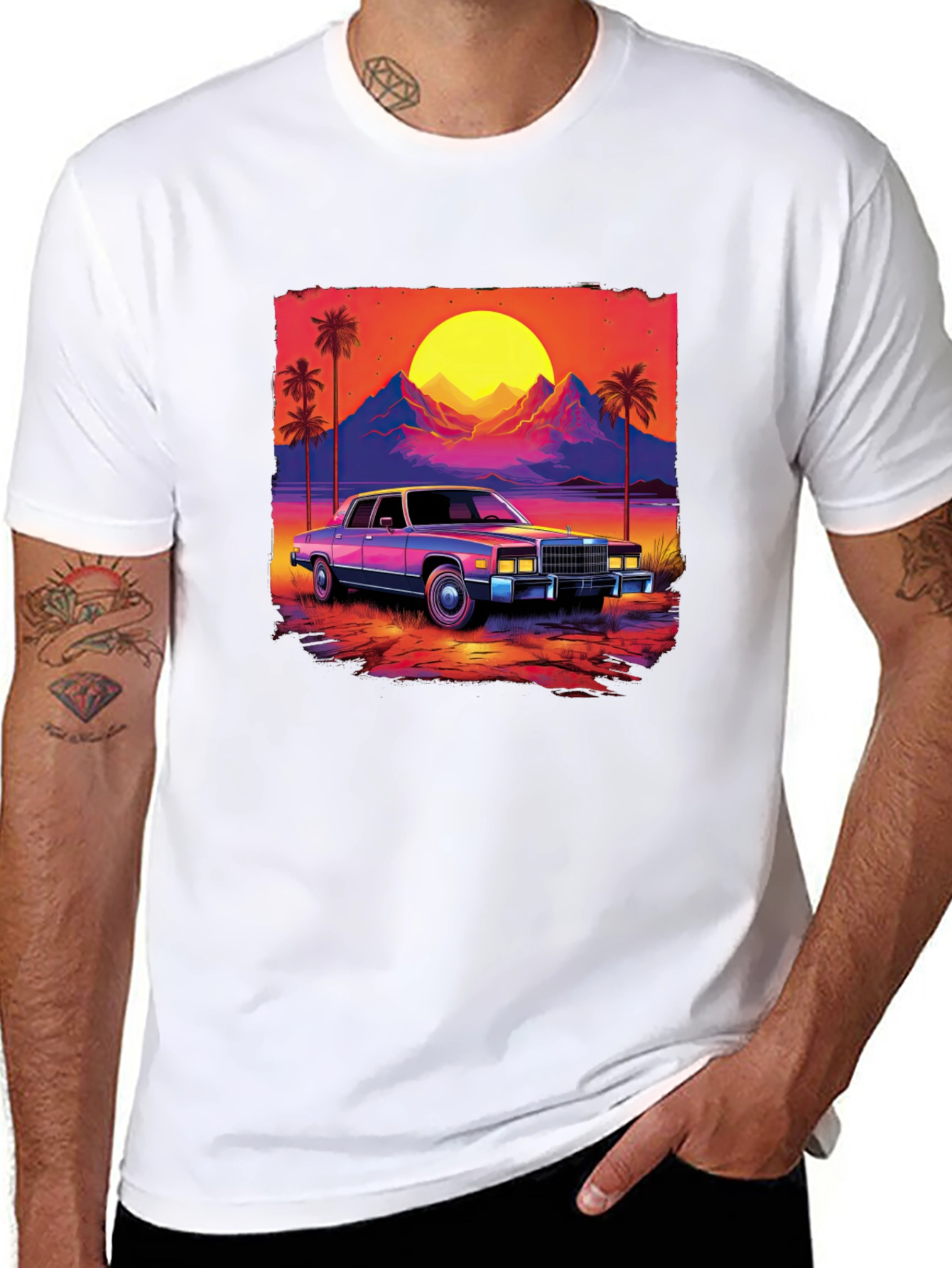 Retro Sunset Car Graphic Tee