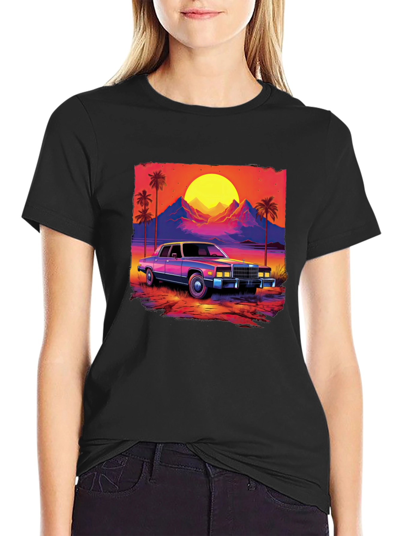 Retro Sunset Car Graphic Tee