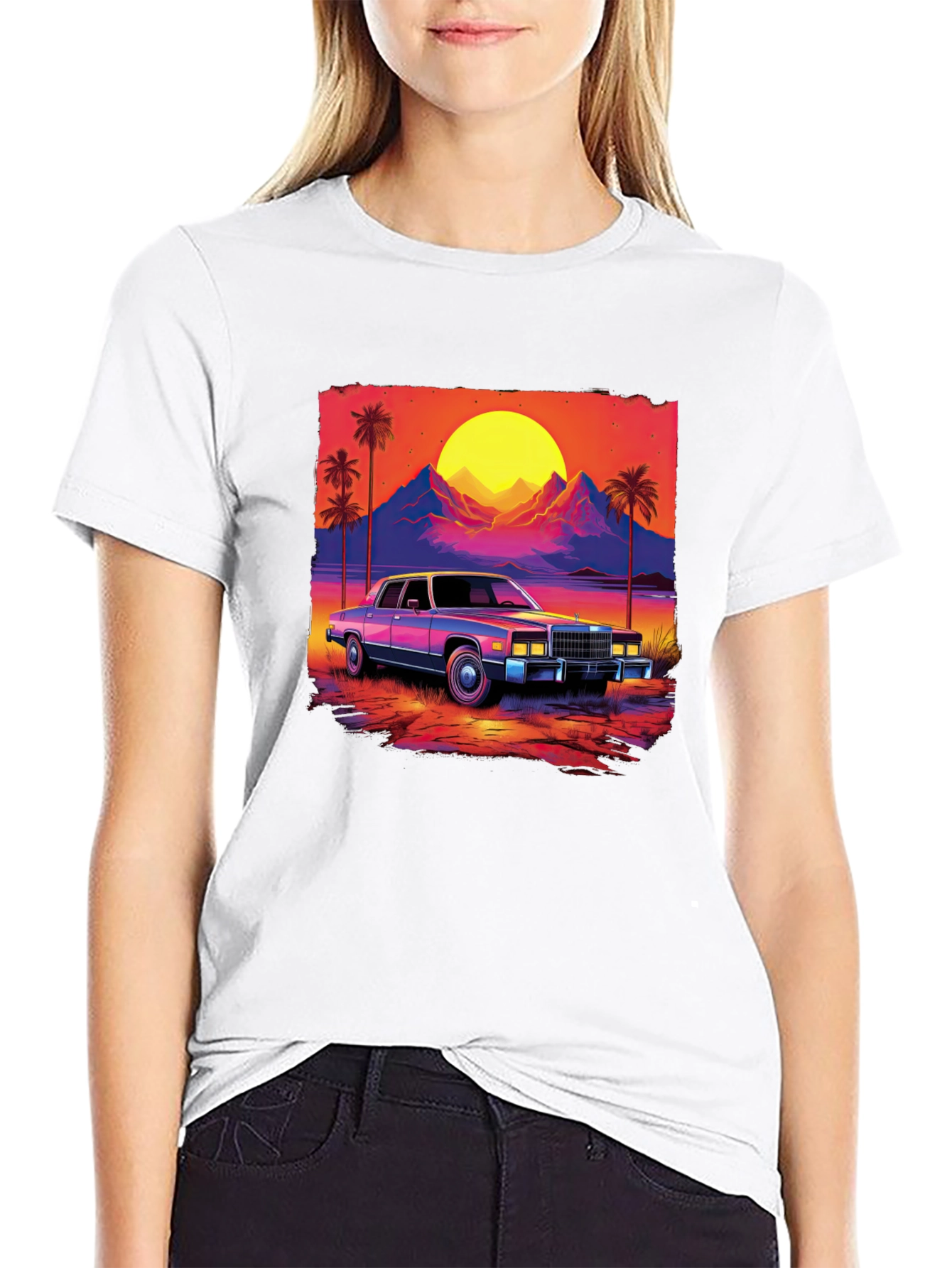 Retro Sunset Car Graphic Tee