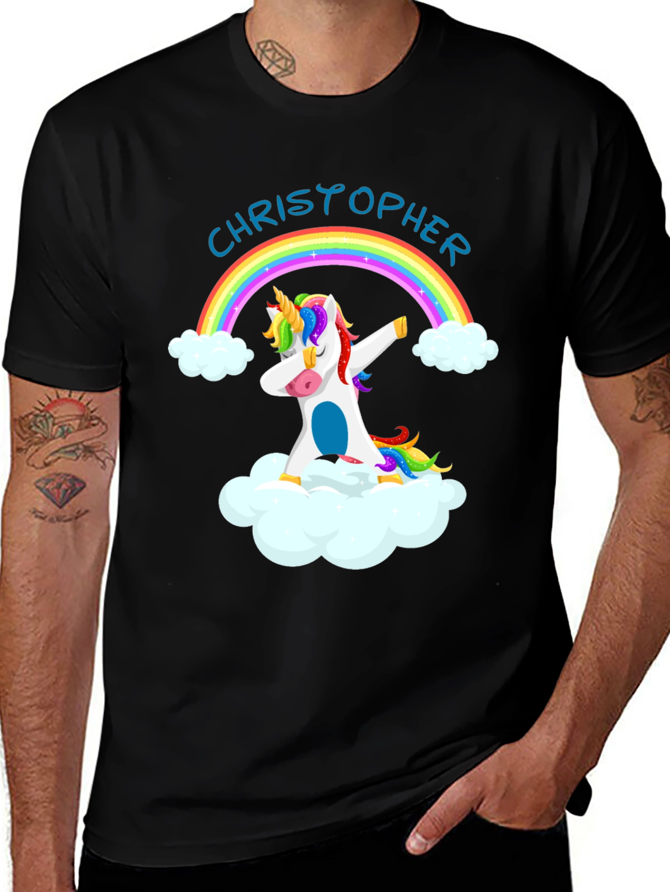 Personalized Unicorn Rainbow Dabbing Graphic T-Shirt
