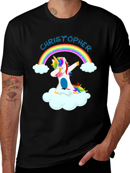 Personalized Unicorn Rainbow Dabbing Graphic T-Shirt