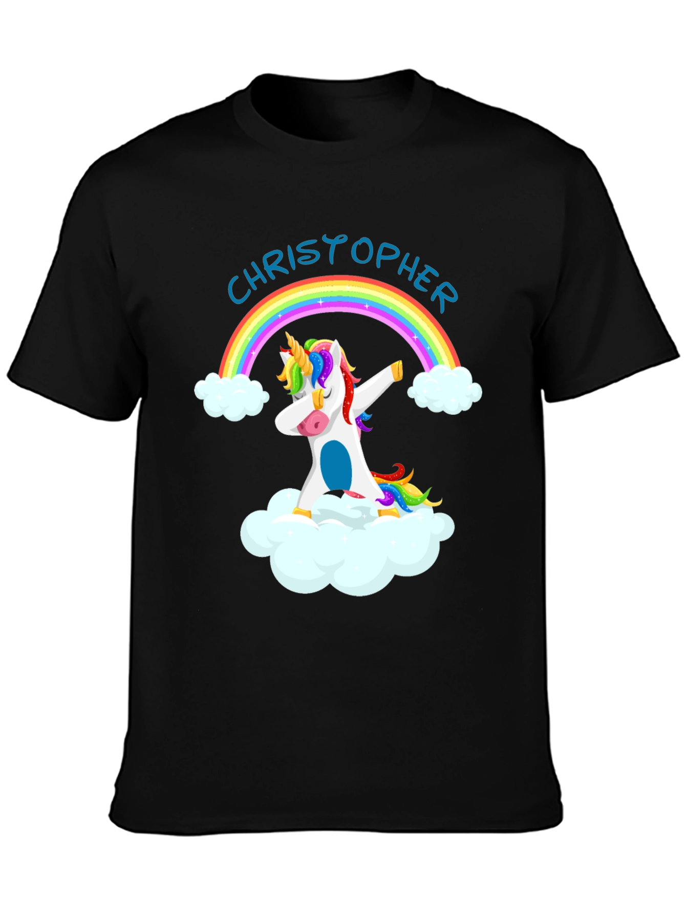 Personalized Unicorn Rainbow Dabbing Graphic T-Shirt