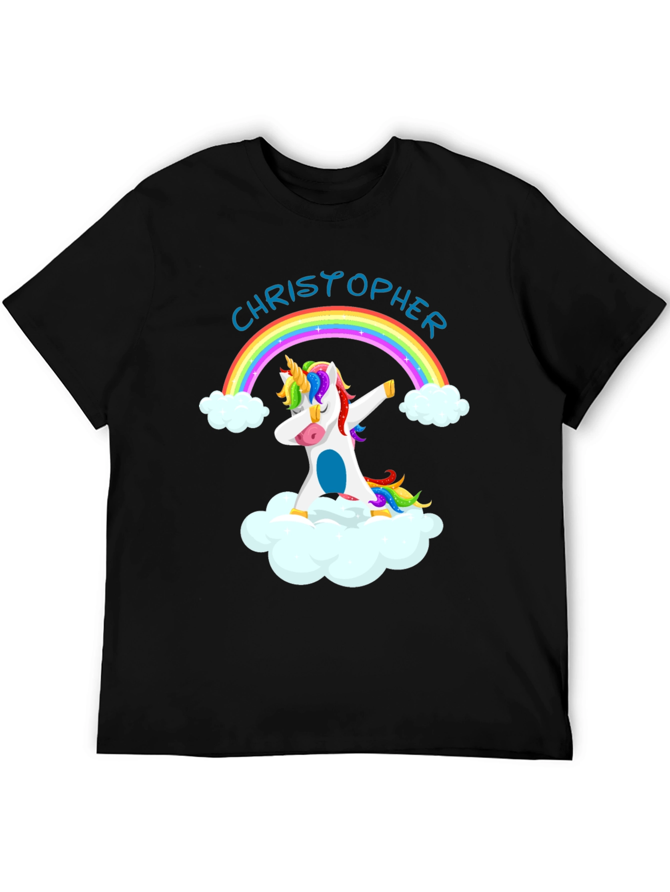 Personalized Unicorn Rainbow Dabbing Graphic T-Shirt