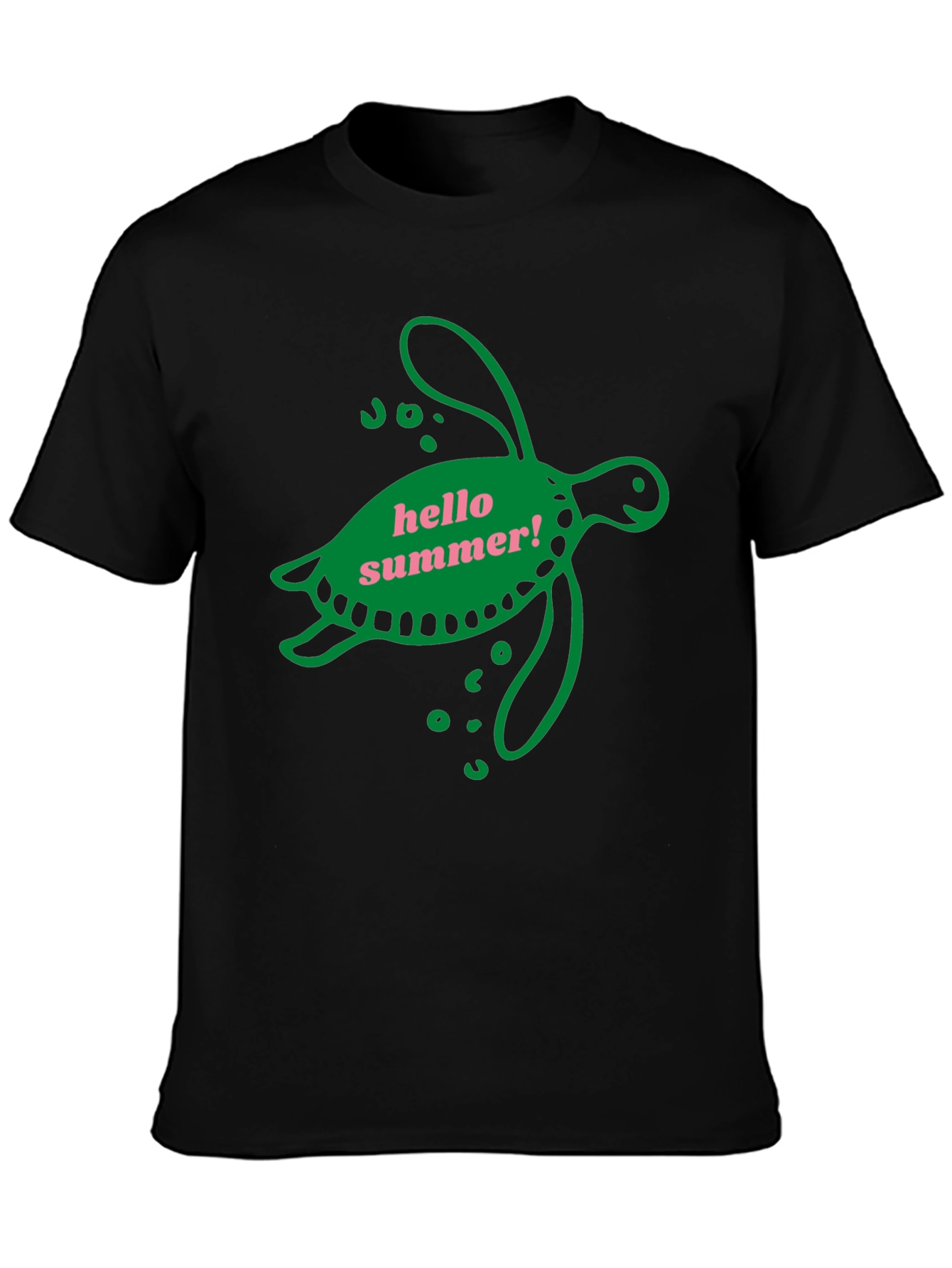 Hello Summer Turtle Graphic Tee - Black