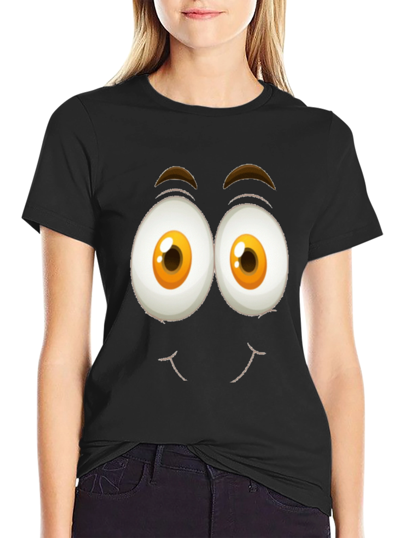 Funny Face Graphic Tee - Black Cotton T-Shirt