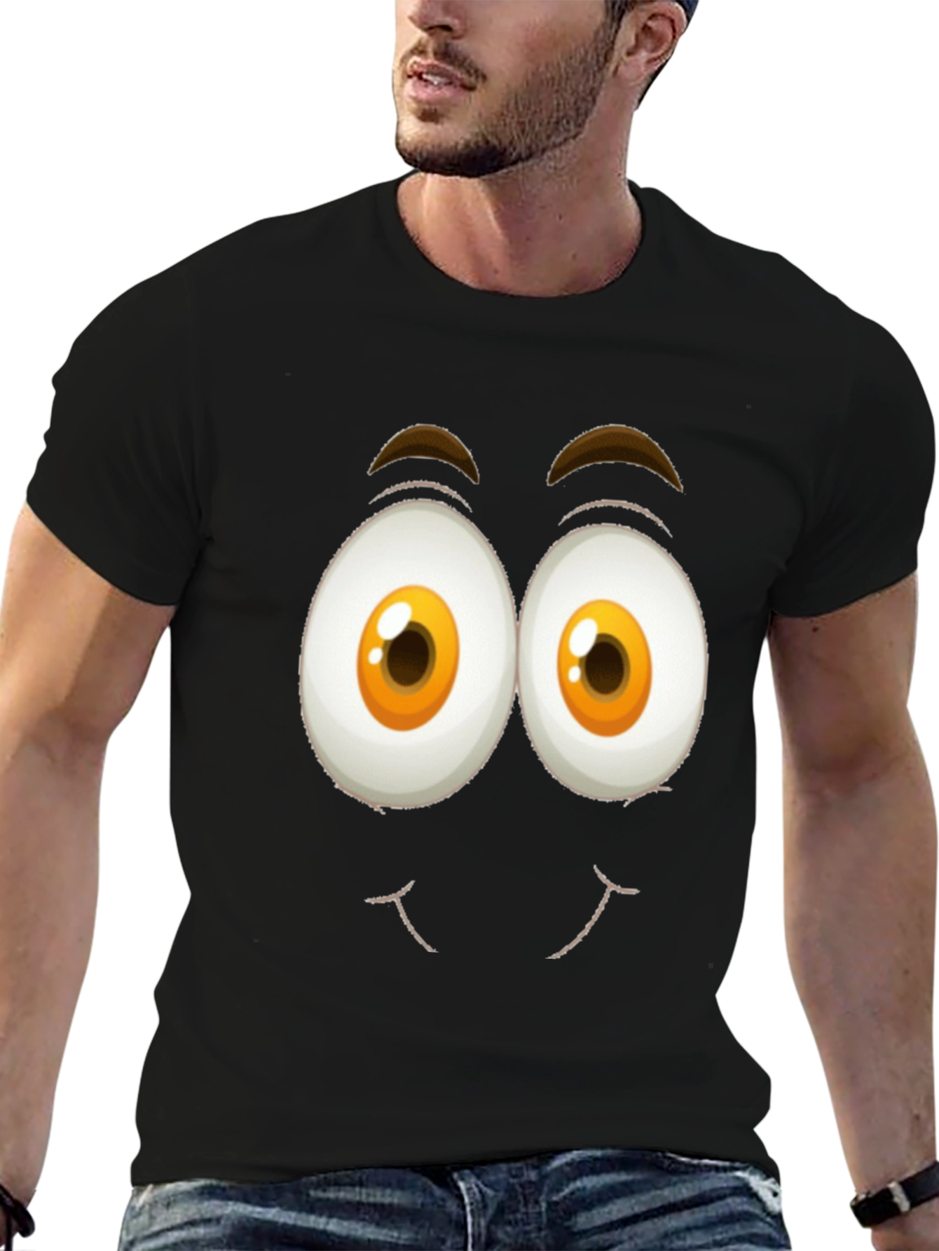 Funny Face Graphic Tee - Black Cotton T-Shirt